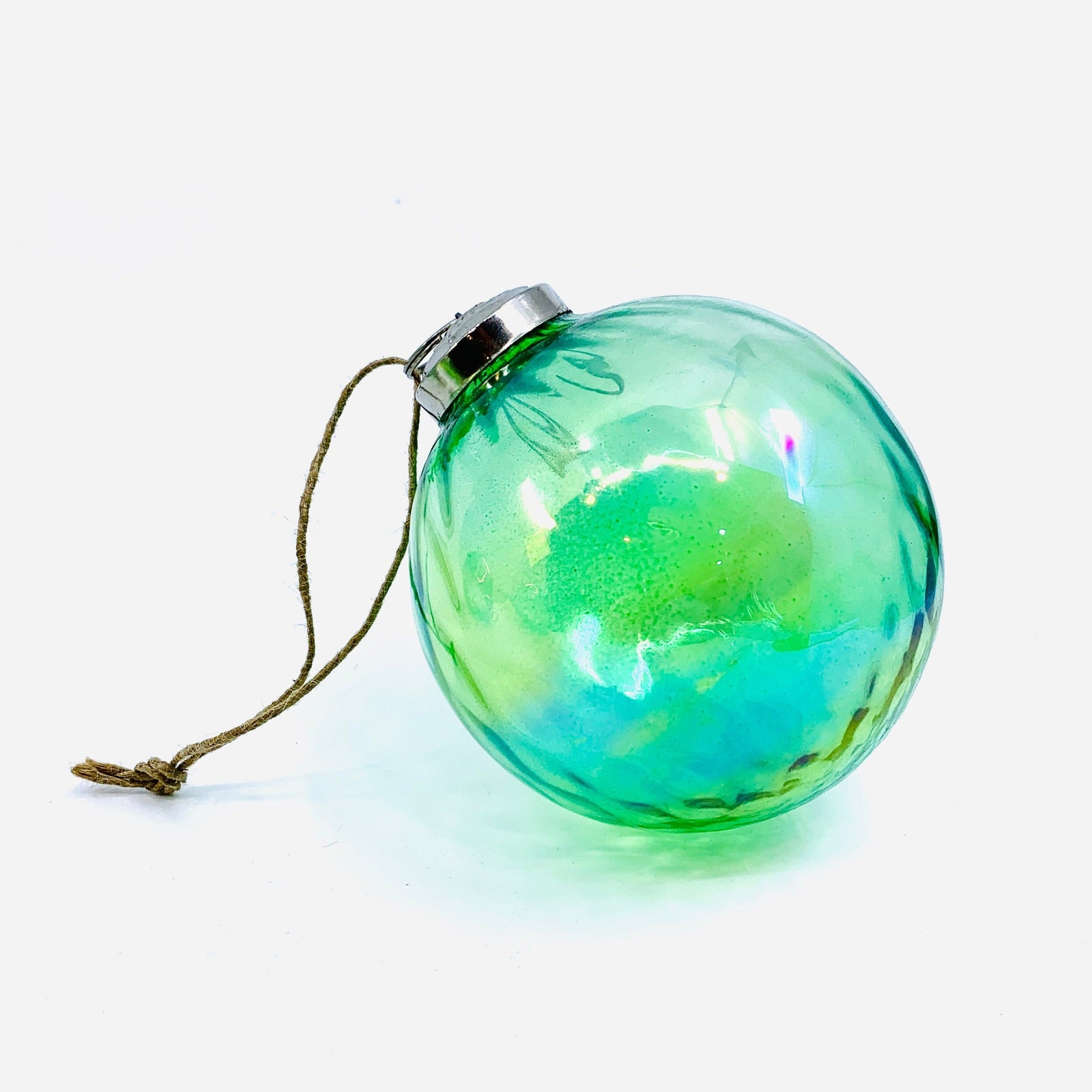 Optic Glass Sphere Ornament 34, Lime India House Brass 