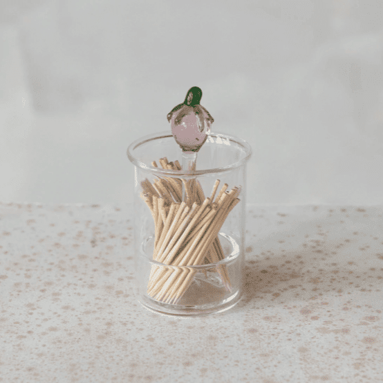 LAST ONE - Luke’s Desk 33 - Glass Toothpick/Cotton Swab Holder, Strawberry Ornament Creative Co-Op 