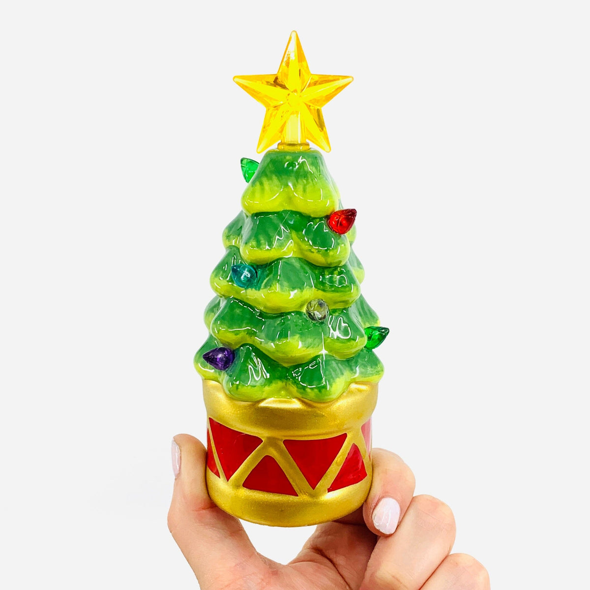 Ceramic Light-Up Holiday Drum Tree GANZ 