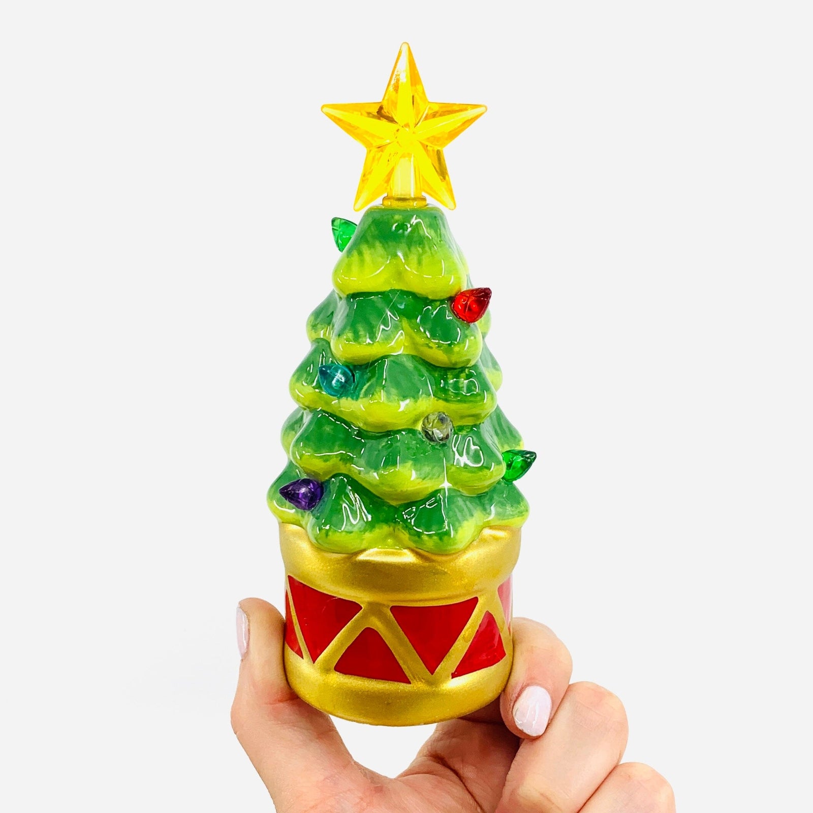 Ceramic Light-Up Holiday Drum Tree GANZ 