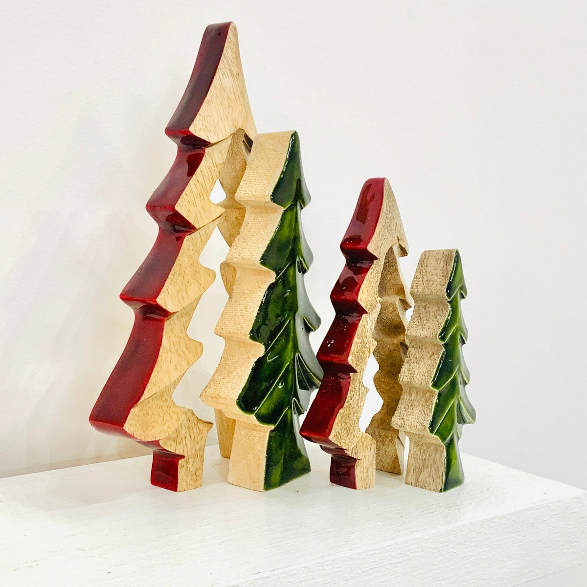 Green Enamel Wooden Tree Décor, Large Oak Street 