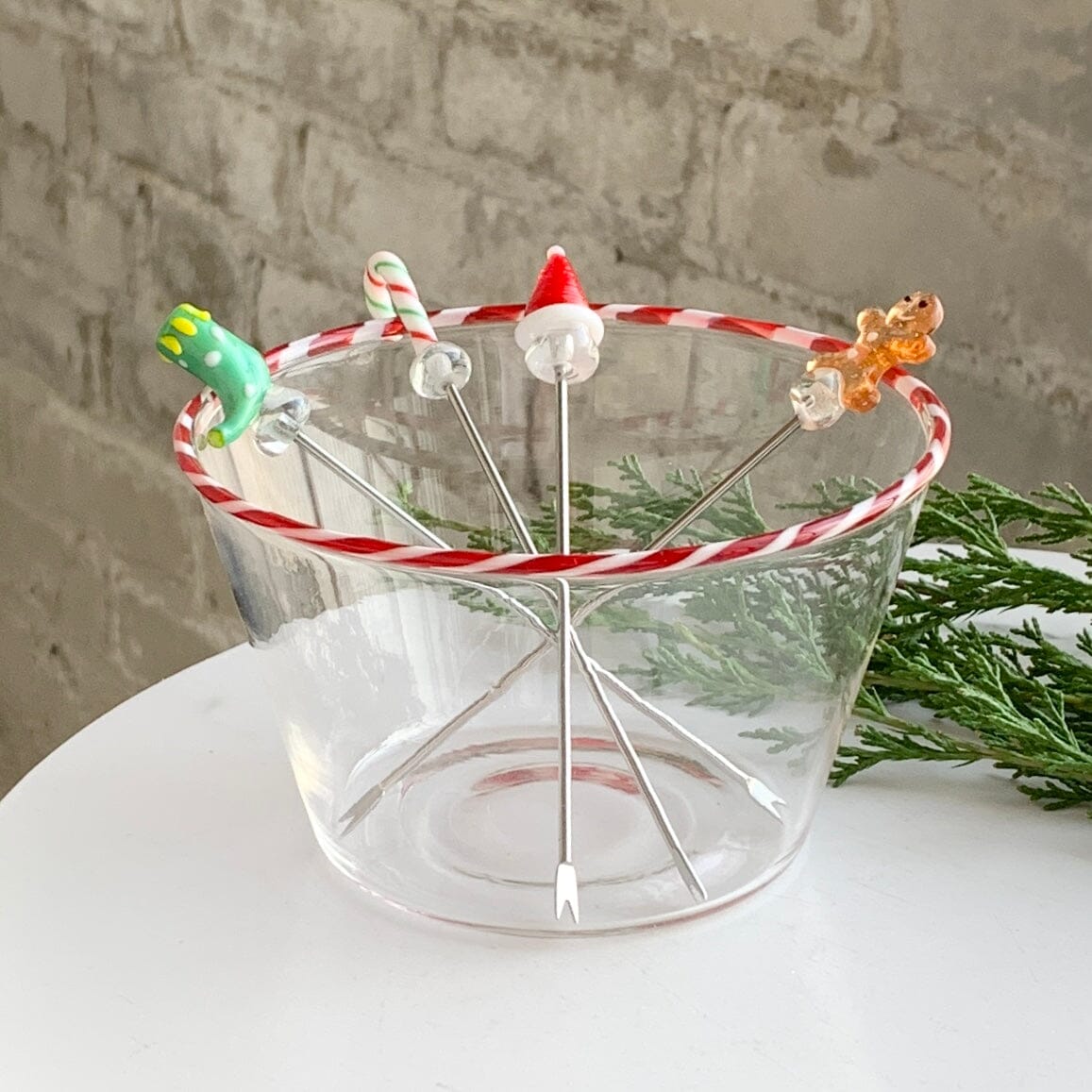 Glass Holiday Icon Appetizer Picks Creative Co-Op 