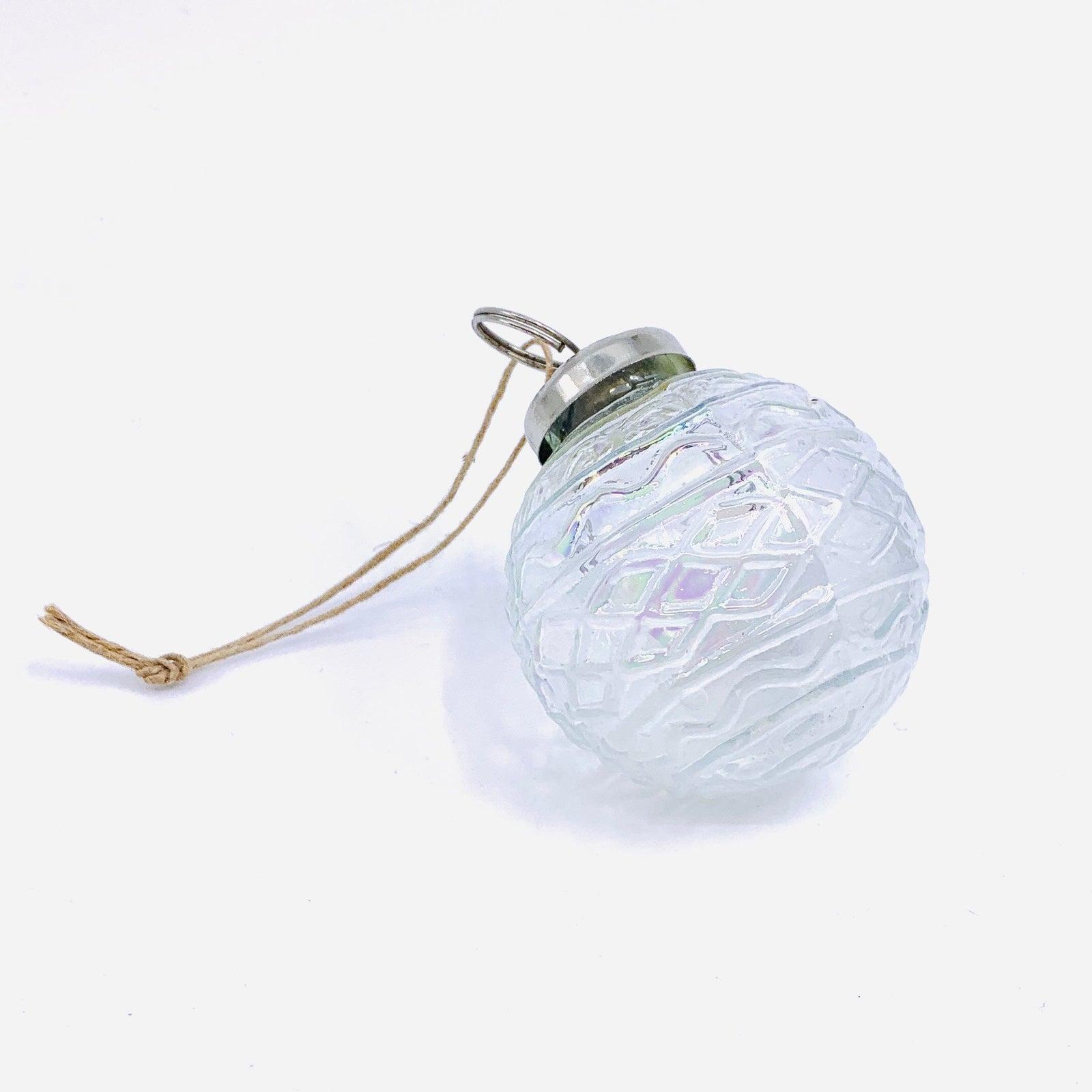 Mercury Glass Embossed Ornament, Clear Luster India House Brass 