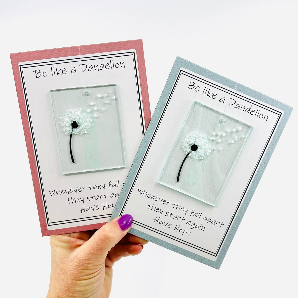 Fused Glass "Be Like a Dandelion” Suncatcher Decor Glimmer Glass Gifts 