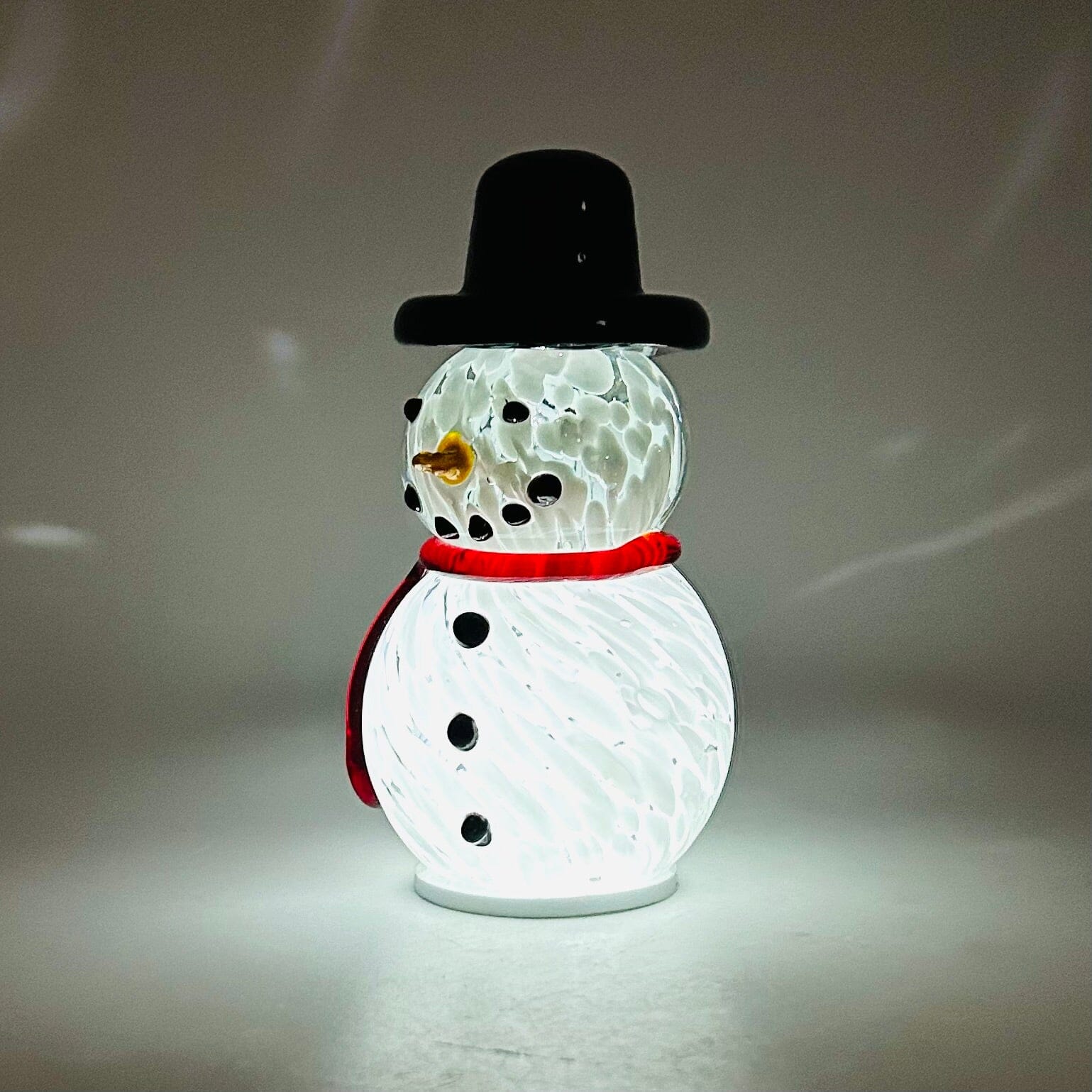Grinning 5” Lite-Up Blown Glass Snowman Diamond Star 