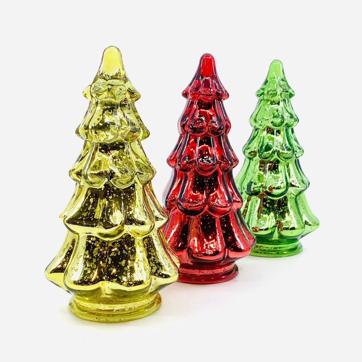 Mercury Glass Dimple Tree 6, Gold Diamond Star 