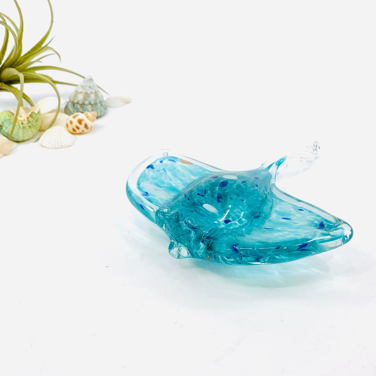 Glass Aqua Stingray Paperweight Decor Chesapeake Bay 