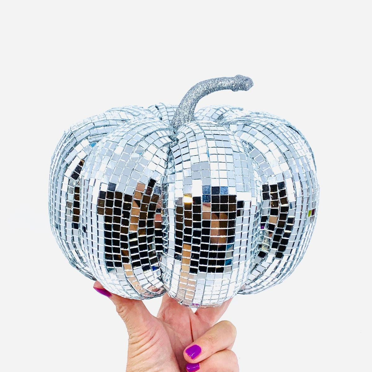 Mirror Ball Pumpkin, Silver Squat Diamond Star 