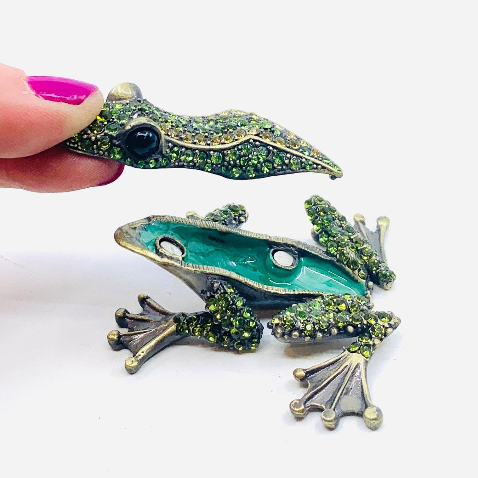 Bejeweled Enamel Trinket Box 31, Tree Frog Decor Kubla Craft 