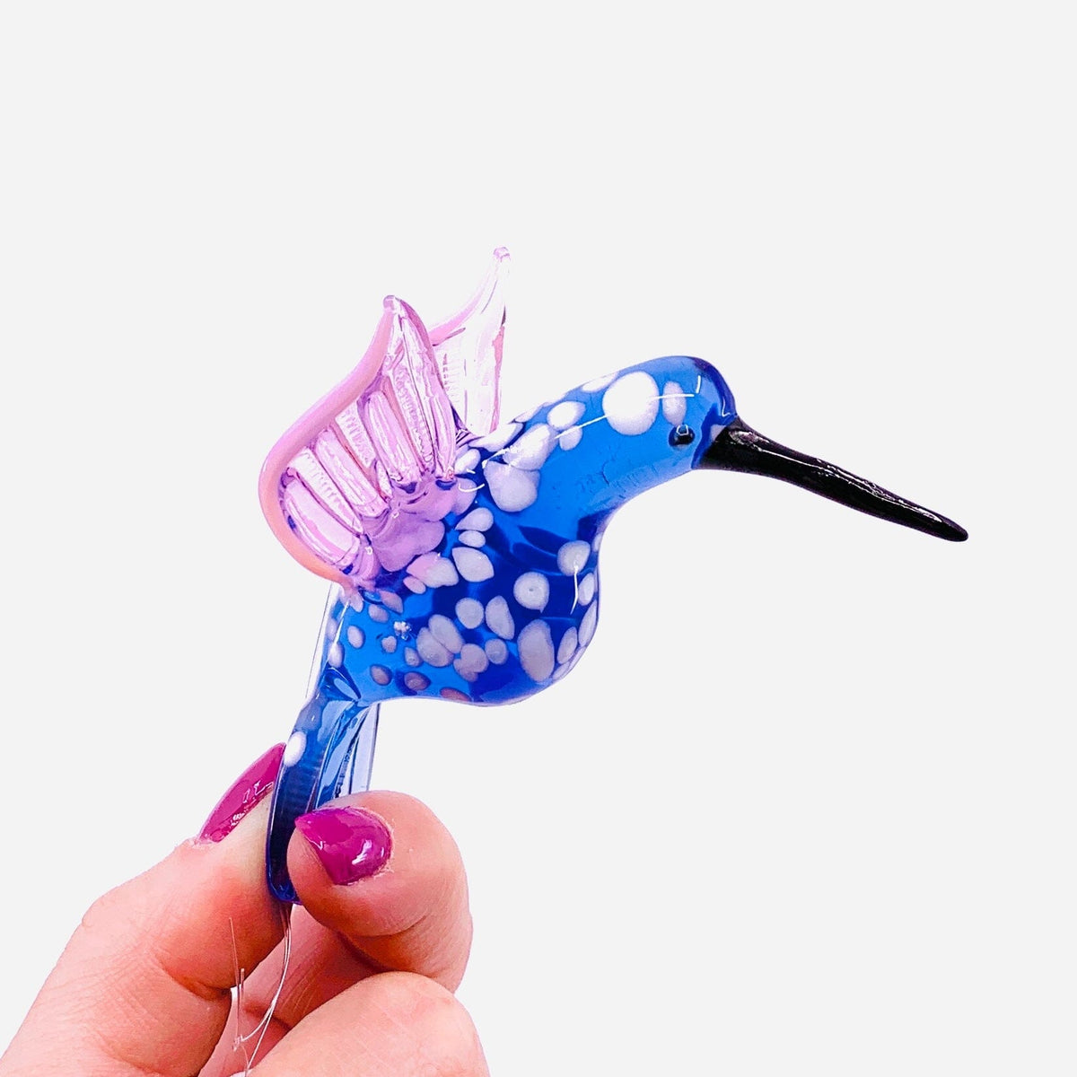 Glass Hummingbird, Blue Miniature C&amp;F Enterprises 