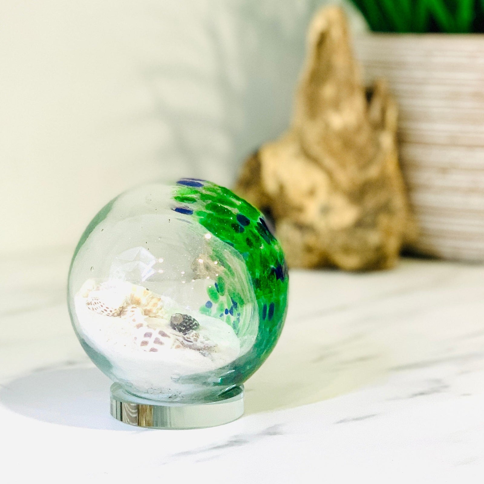 Sea Life Glass Globe Paperweight Decor Chesapeake Bay 