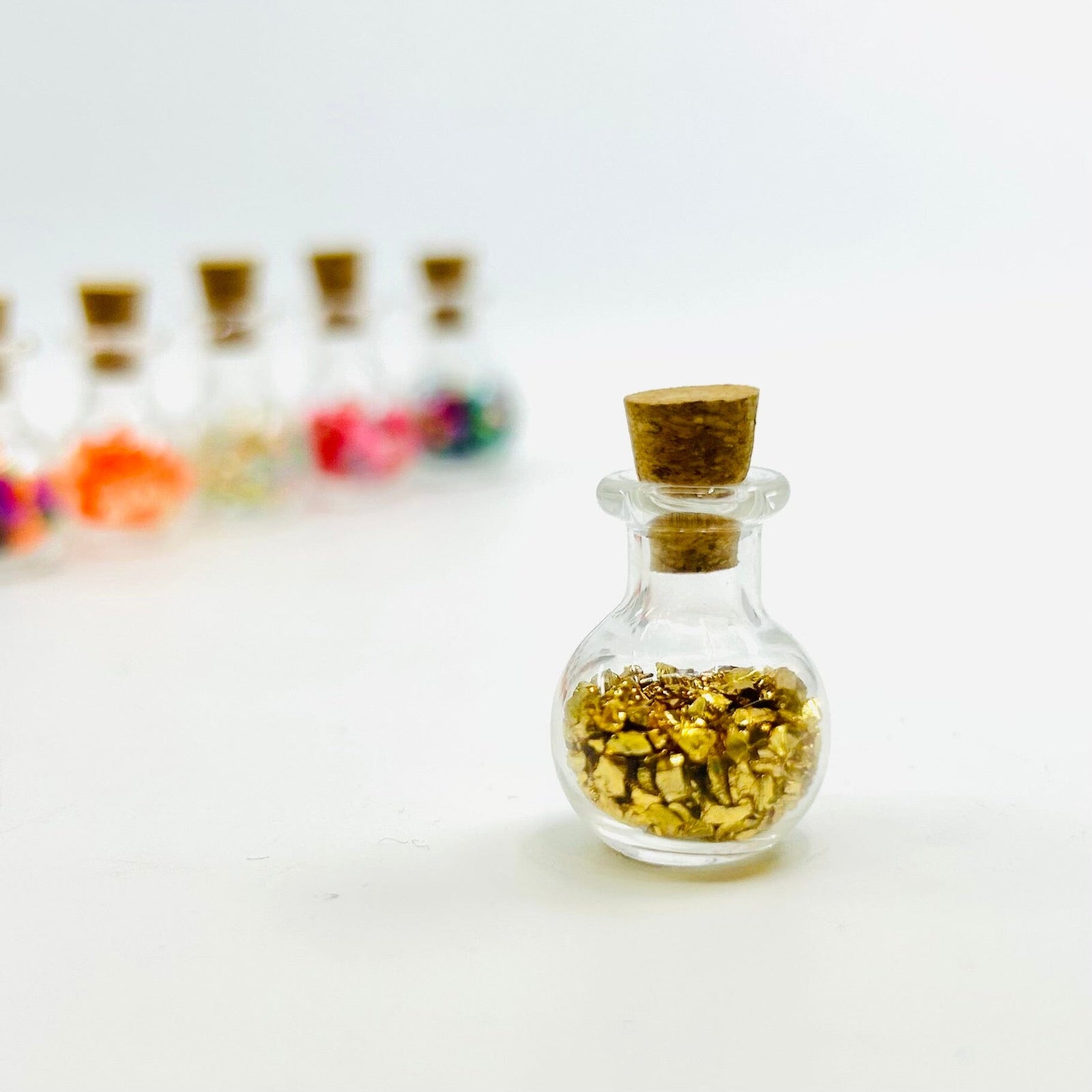 Tiny Potion Bottle, Gold Luck Miniature - 