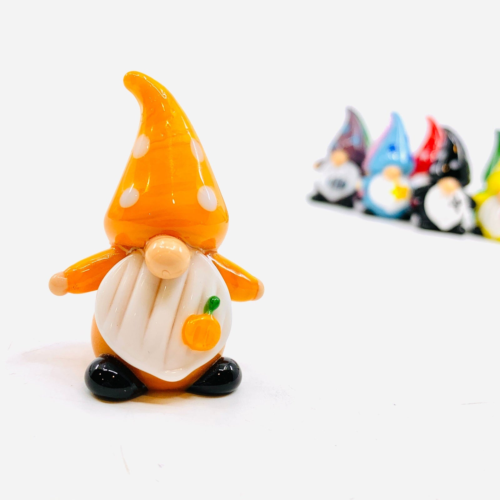 Glass Pumpkin Gnome Miniature Alex 