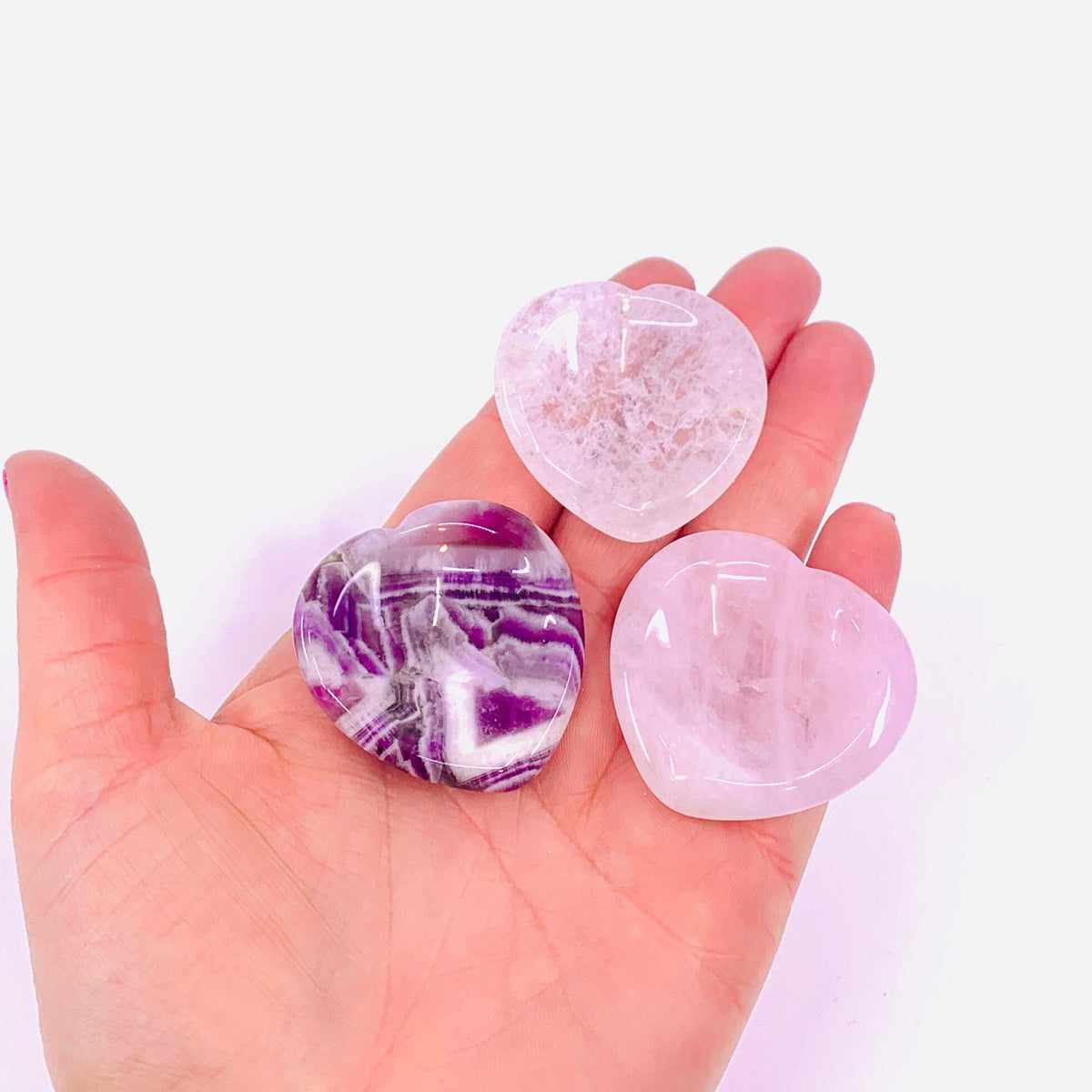 HEART Worry Stone - Clear Quartz Decor - 