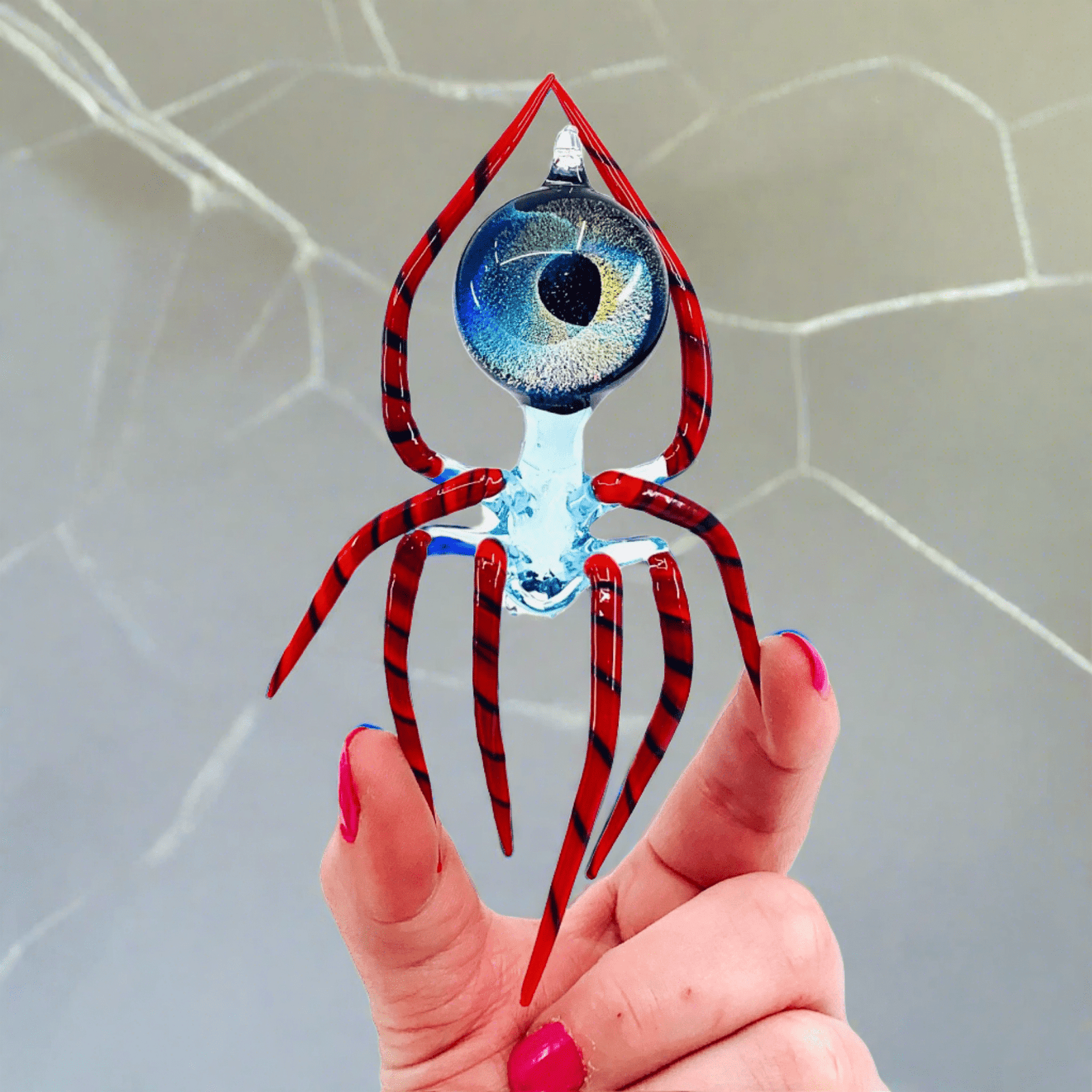 Glass Galaxy Spider Ornament, 24 Ornament WGK Glass Art Inc 