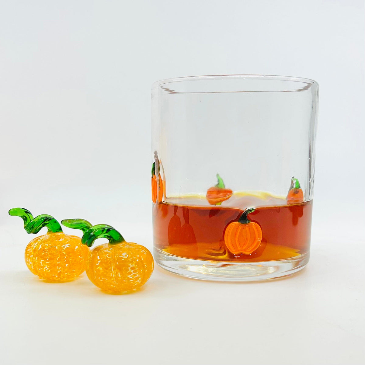 Pumpkin Double Old Fashioned Glass Decor Tag 