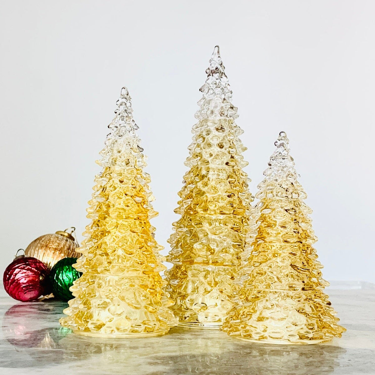 Amber Blown Glass Tree Diamond Star 
