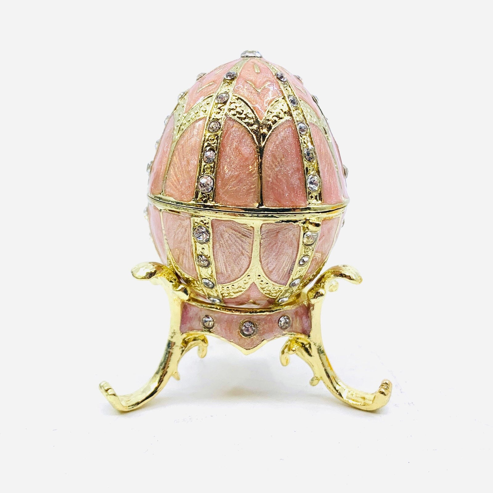 Bejeweled Enamel Trinket Box and Pendant 23, Pink Faberge Style Egg Decor Kubla Craft 