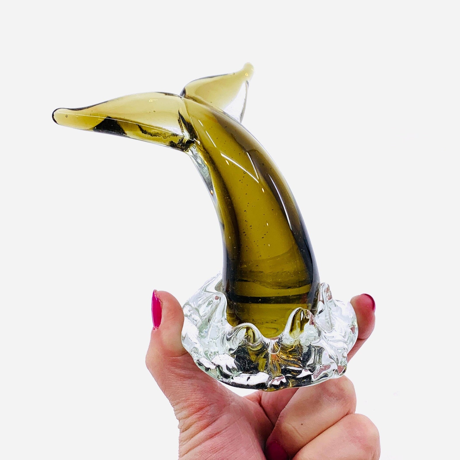 Glass Whale Tail Paperweight Decor Dynasty 