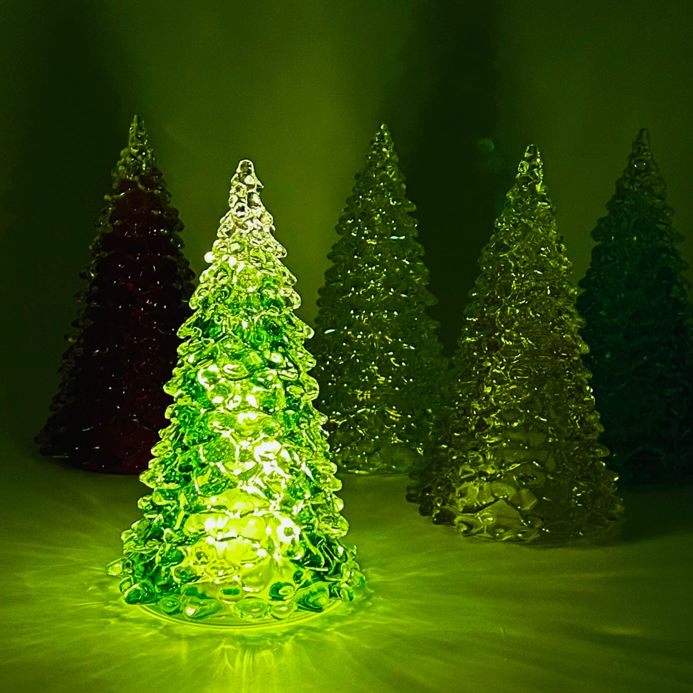 Green Blown Glass Tree Diamond Star Large 