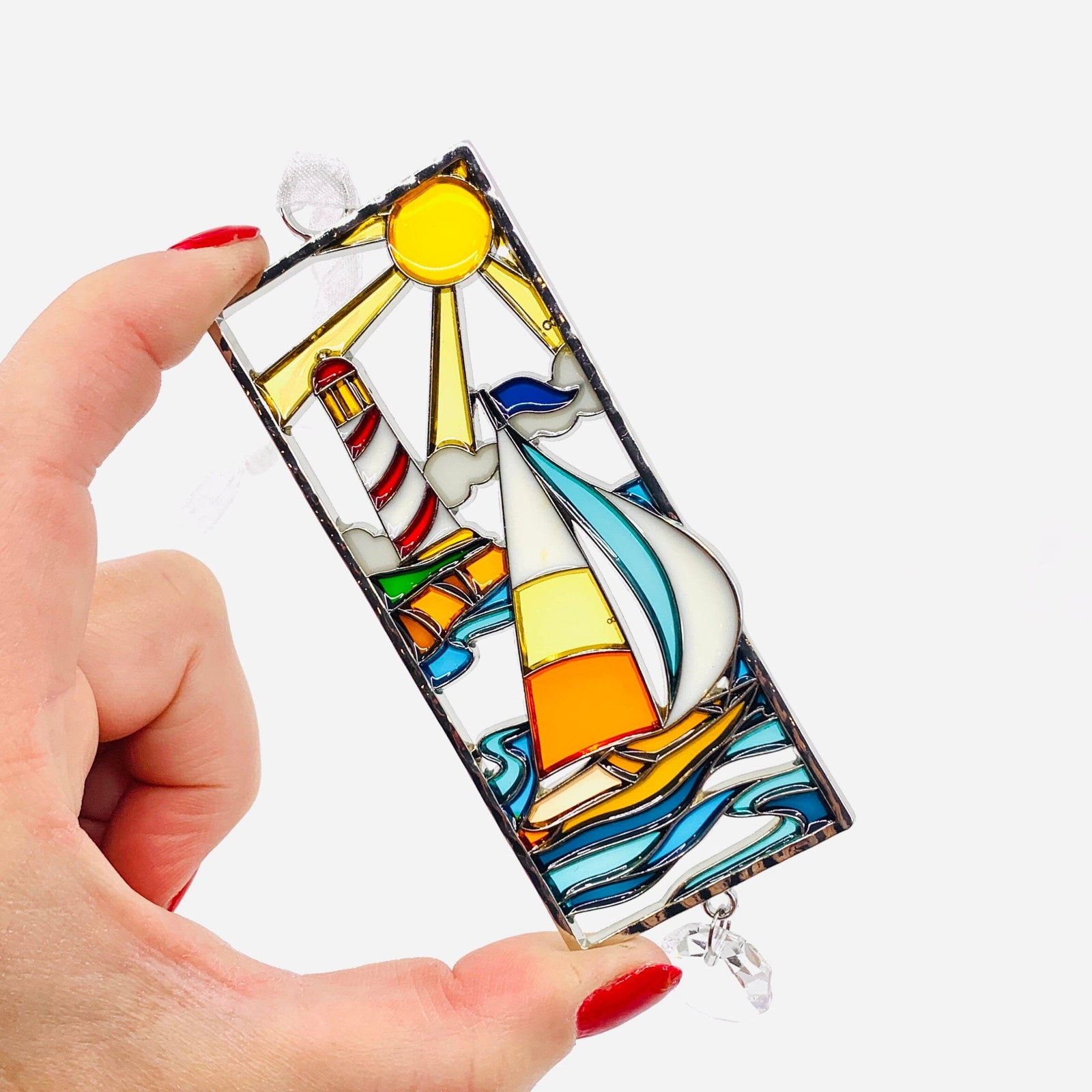 Stained Glass Life is Beautiful Ornaments, Sailboat Decor GANZ 