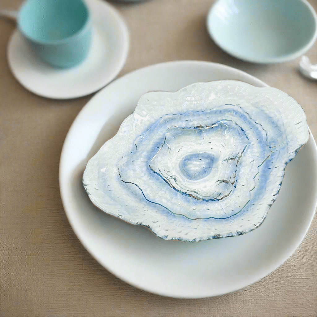 Glass Iridescent Fusion Platter, Oyster Shell 41 Decor Chesapeake Bay 