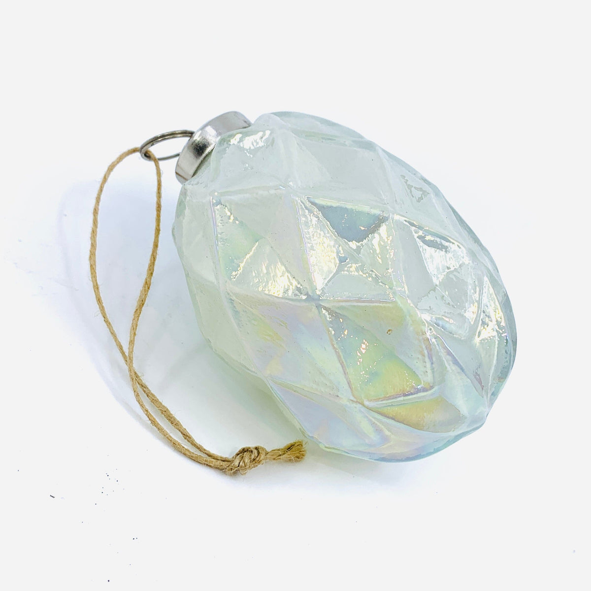 Glass Faceted Oval Ornament 52, Pearl Ornament India House Brass 