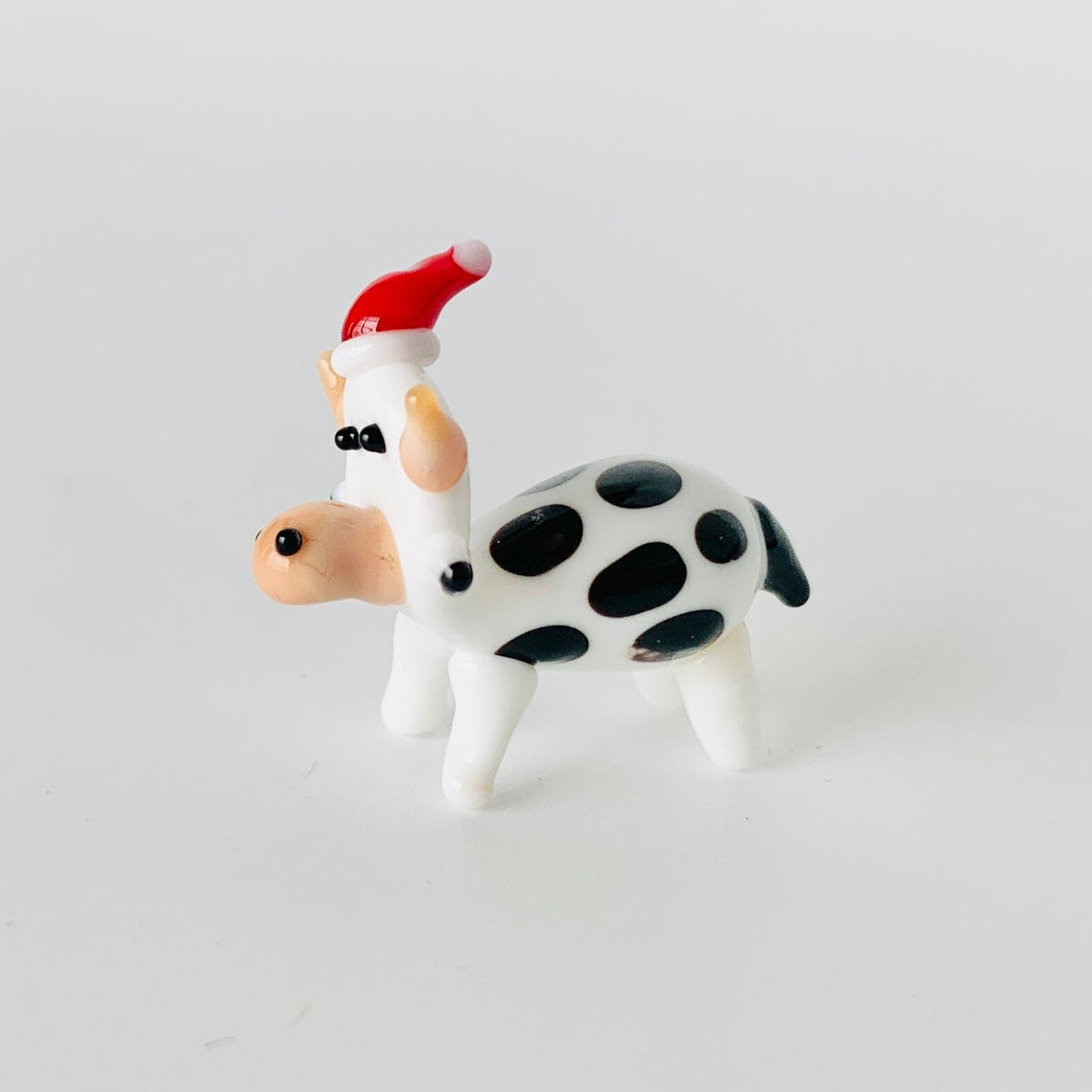 Tiny Glass Santa Cow Miniature GANZ 
