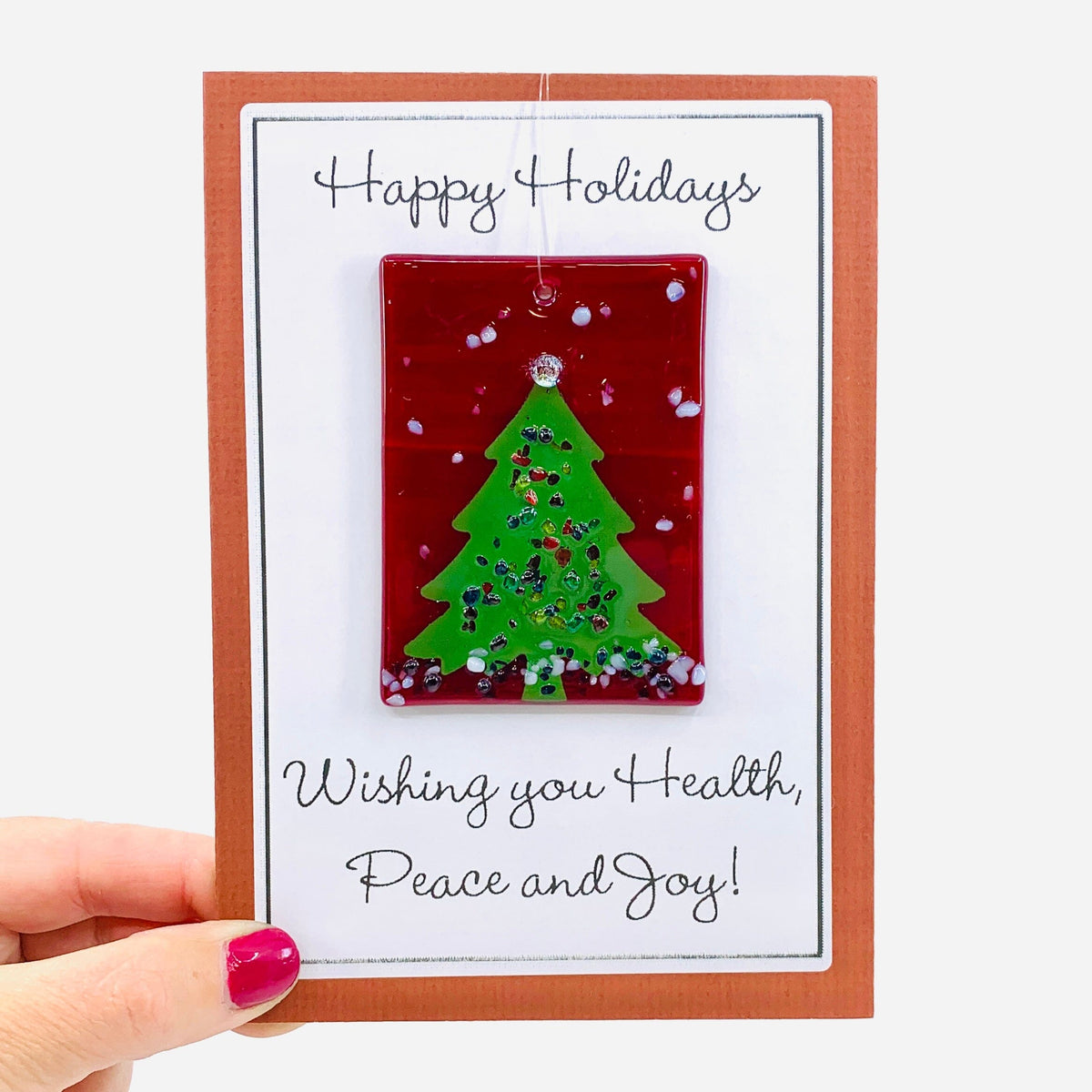 Fused Glass Christmas Tree Suncatcher, 7 Decor Glimmer Glass Gifts 