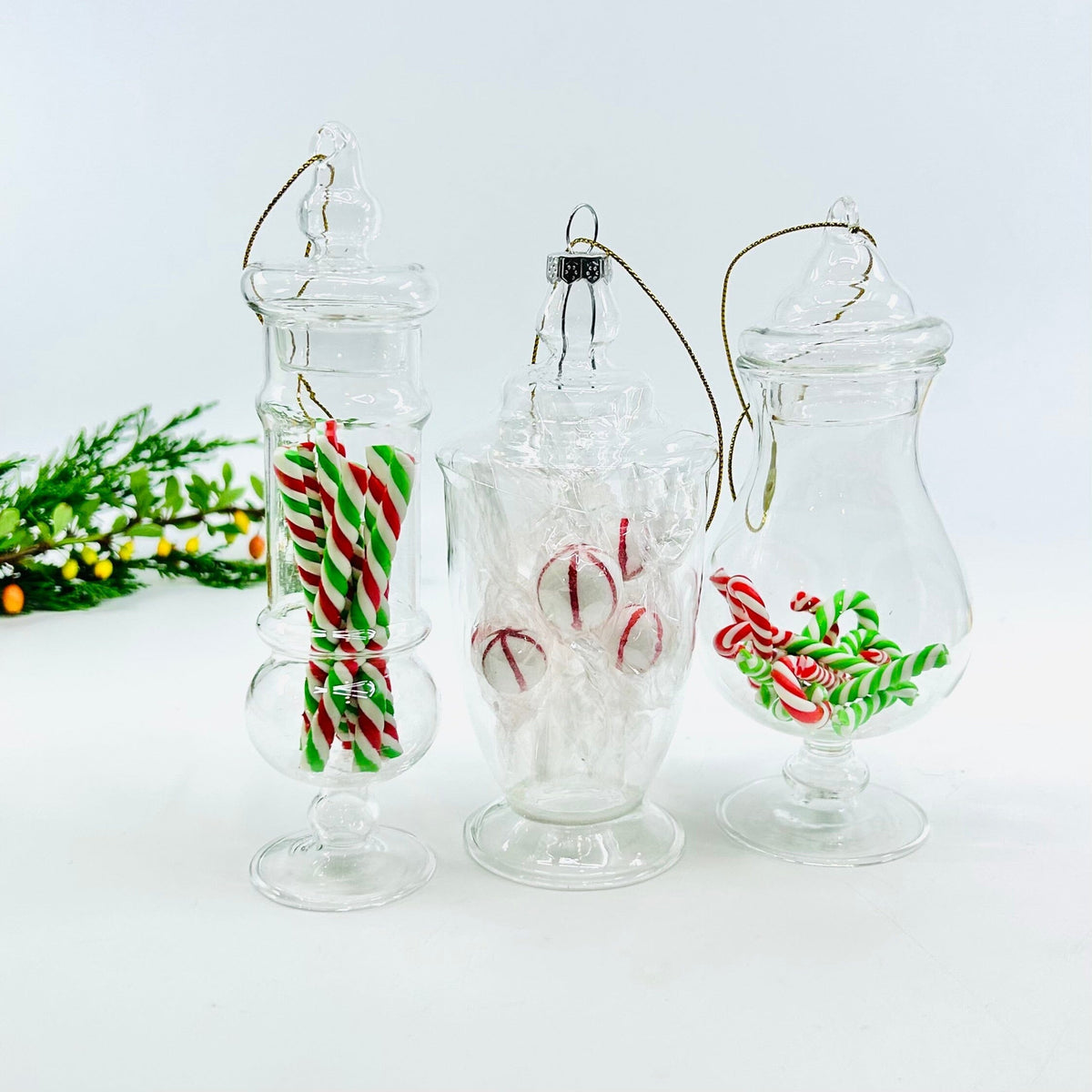 Glass Candy Jar Ornament, Mint Candy Decor Creative Co-op 