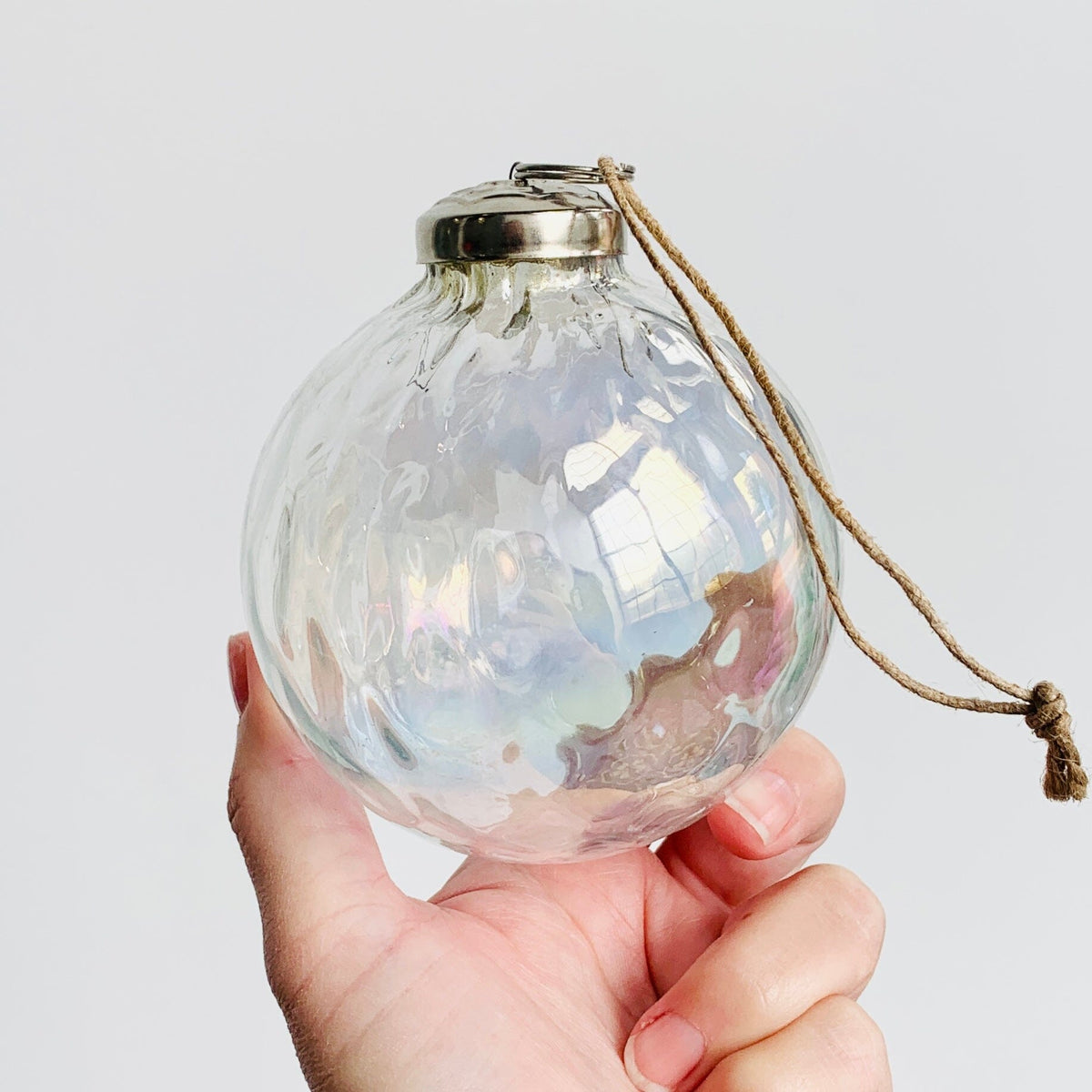 Optic Glass Sphere Ornament 7, Clear Luster