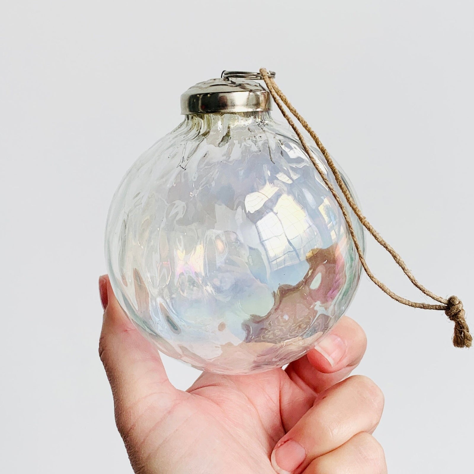Optic Glass Sphere Ornament 7, Clear Luster India House Brass 