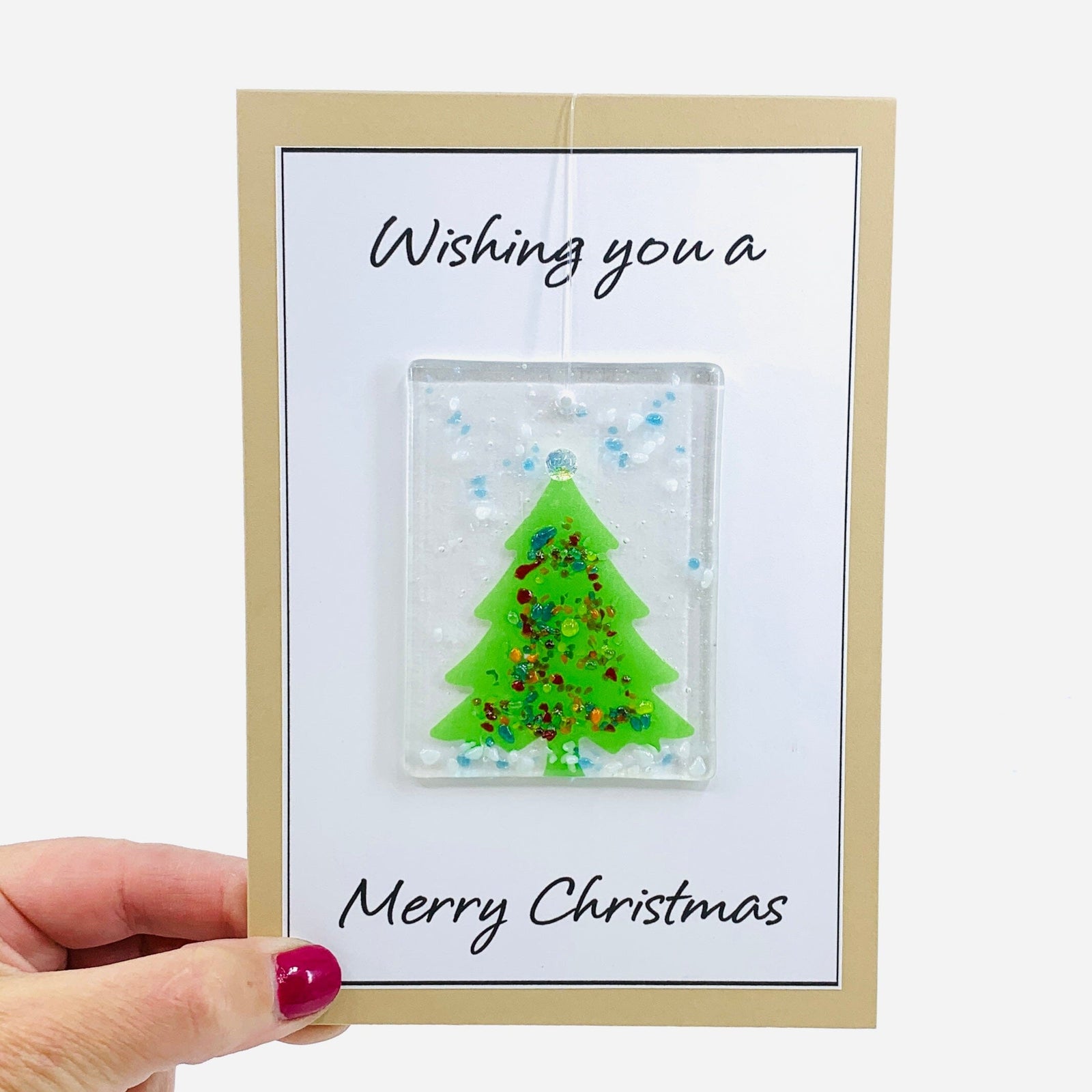 Fused Glass Christmas Tree Suncatcher, 8 Decor Glimmer Glass Gifts 