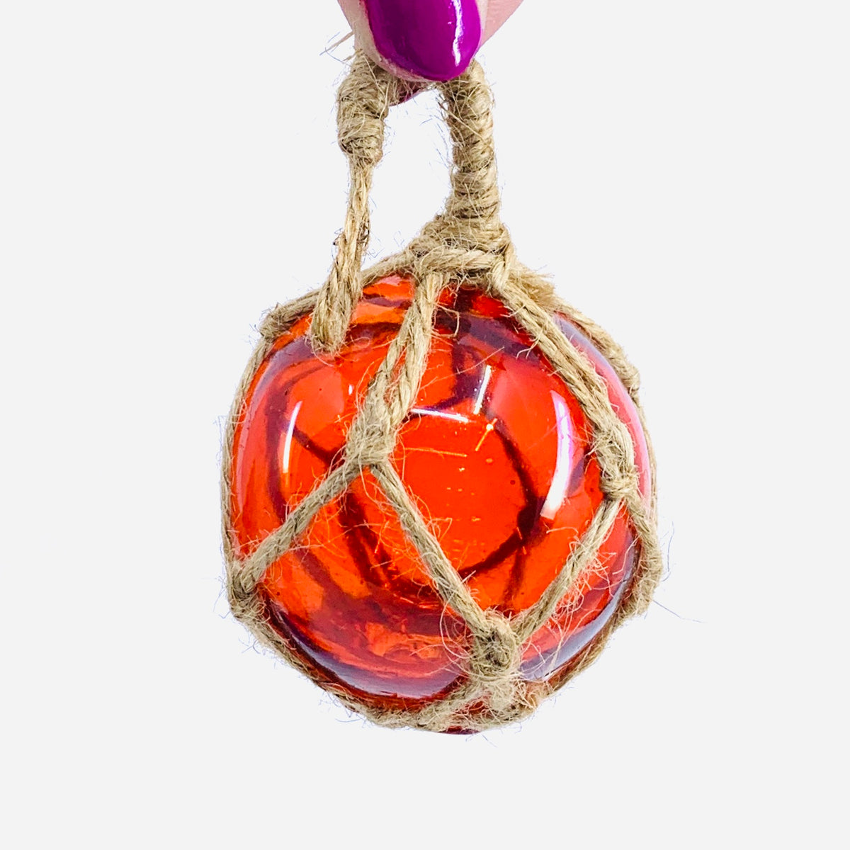 Macramé Glass Ball Ornament, Orange