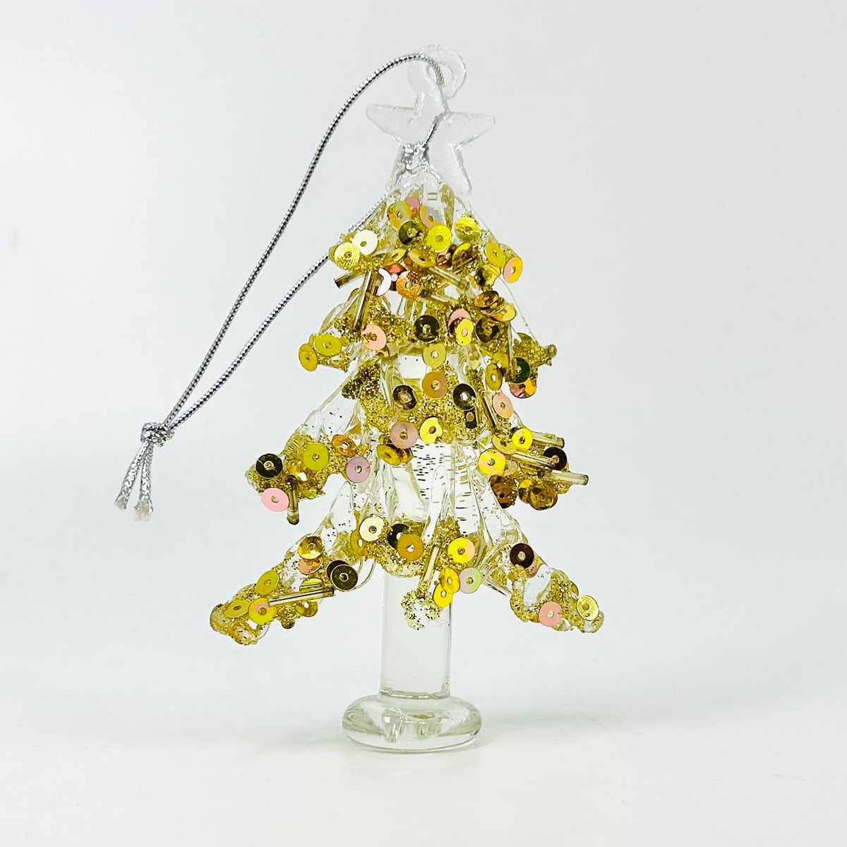Bedazzled Glass Tree Ornament, Gold Luke Adams Glass Blowing Studio 