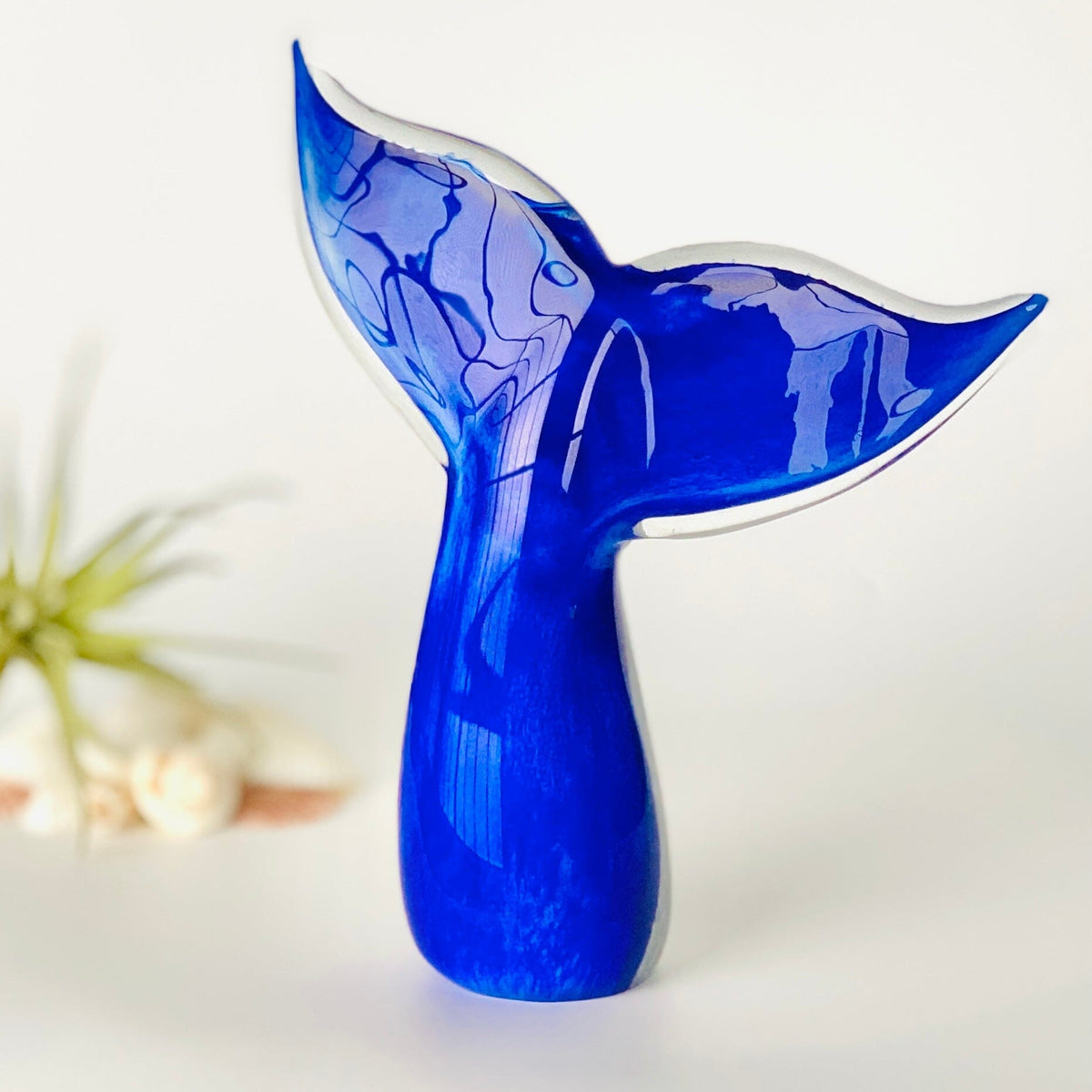 Glass Whale Tail Paperweight Decor Chesapeake Bay 