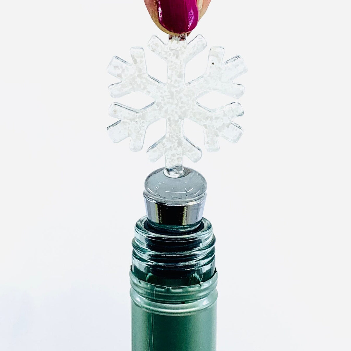 Glass Bottle Stopper, Snowflake - 