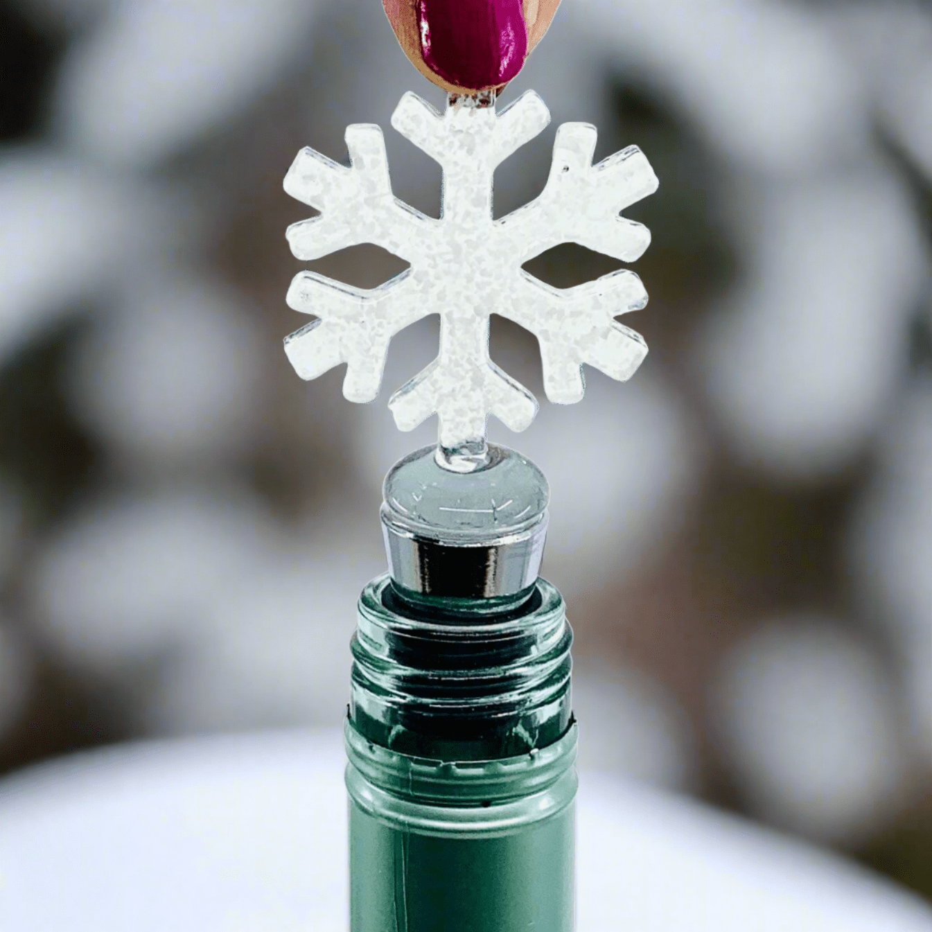 Glass Bottle Stopper, Snowflake - 