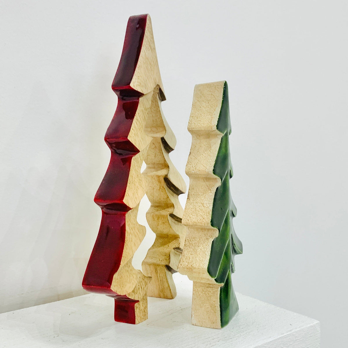 Green Enamel Wooden Tree Décor, Large Oak Street 