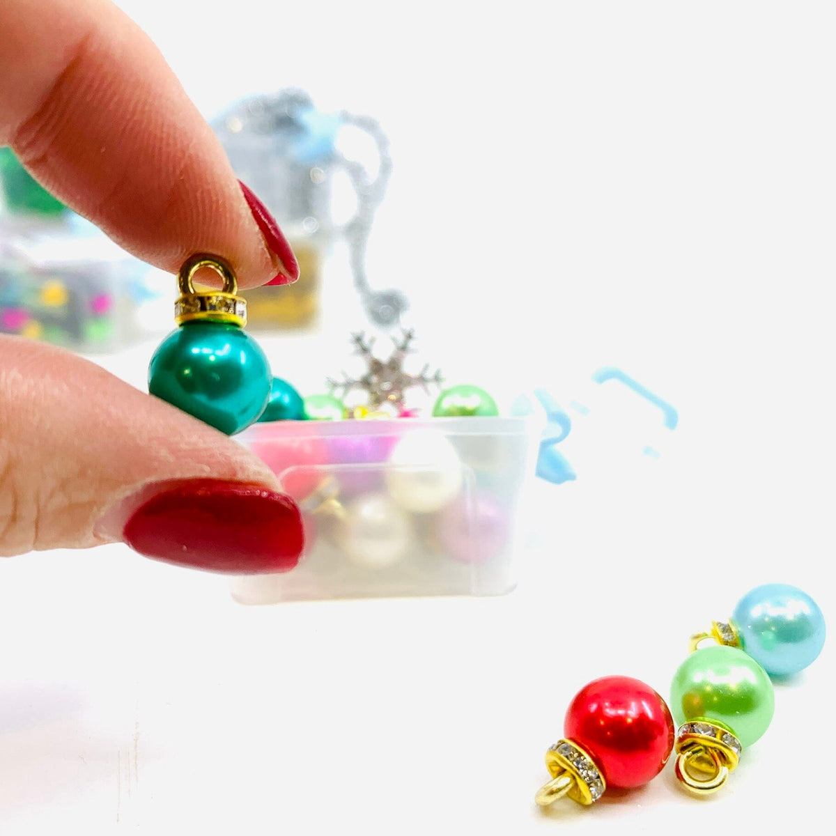 Tiny Attic Tote of Christmas Bulb Ornaments Miniature - 