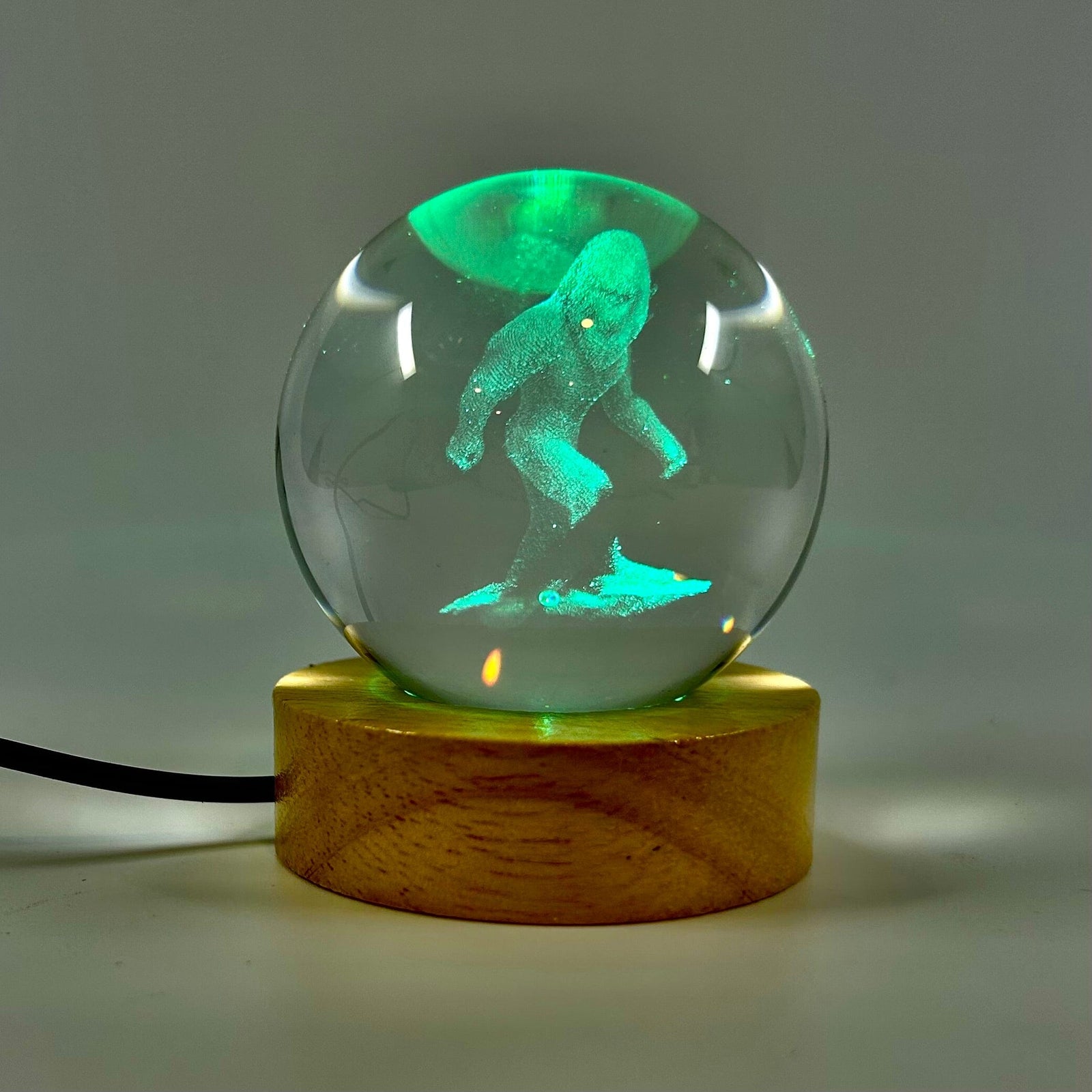 Light Up Etched Glass Sphere décor - Bigfoot 29TONIGHT 