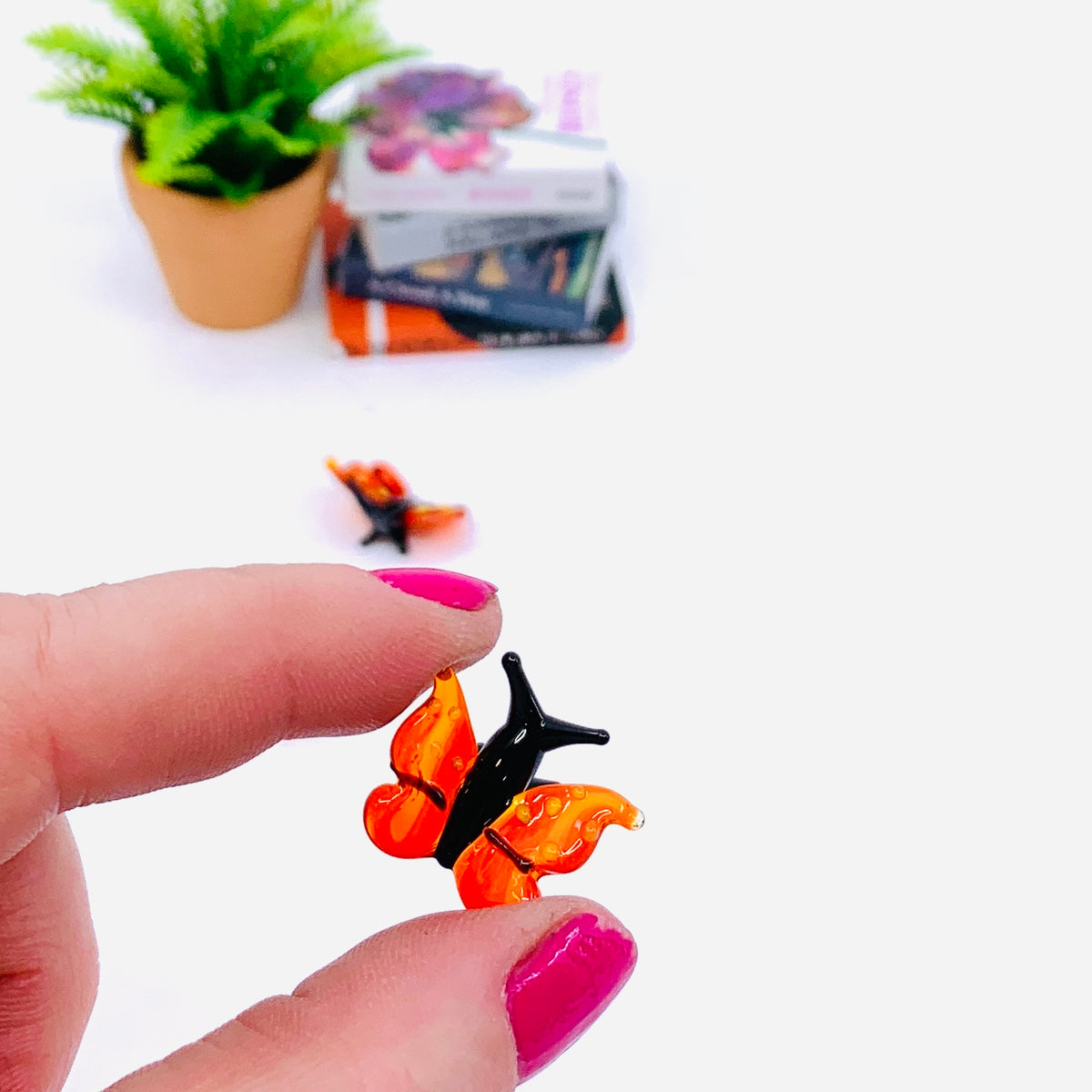 Tiny Glass Orange Butterfly 301