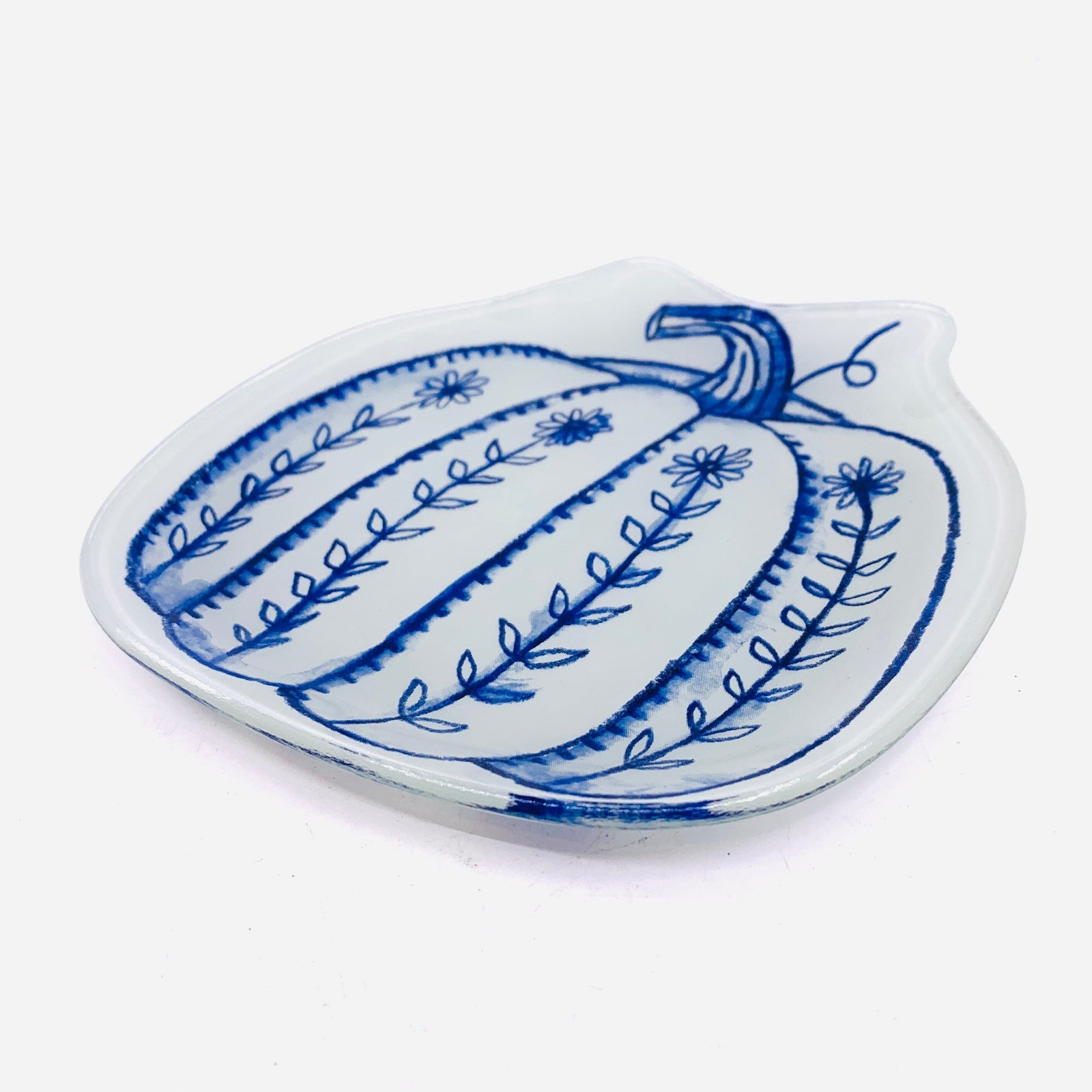 Blue Harvest Slump Glass Plate C&F Enterprises 