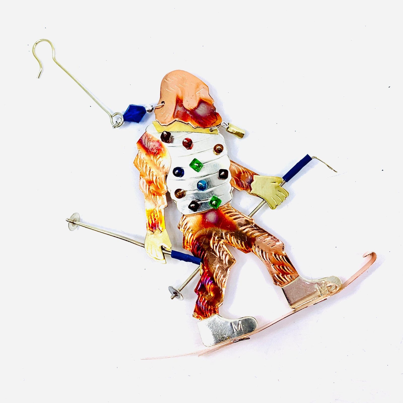 Mixed Metal Ornament Skiing Sasquatch Miniature Pilgrim Imports 