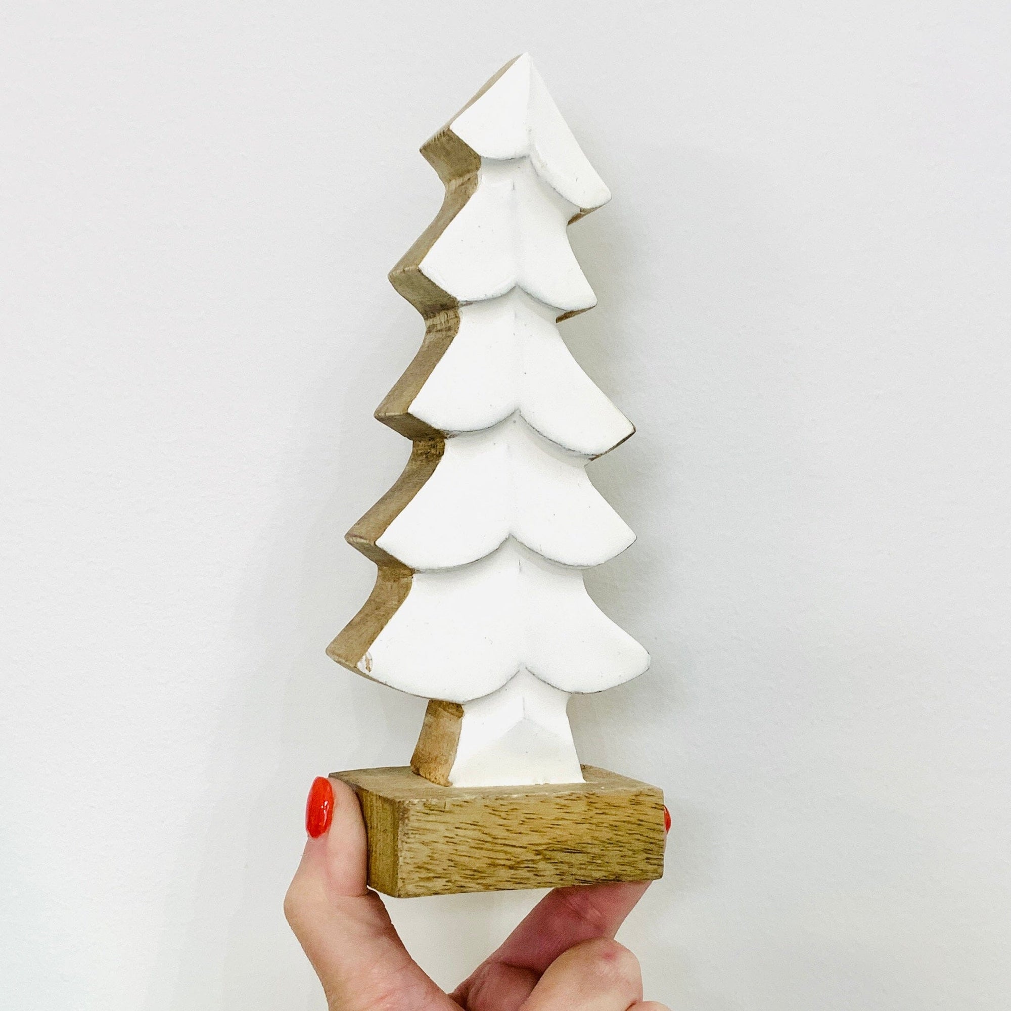 White Enamel Wooden Tree Décor, Small Oak Street 