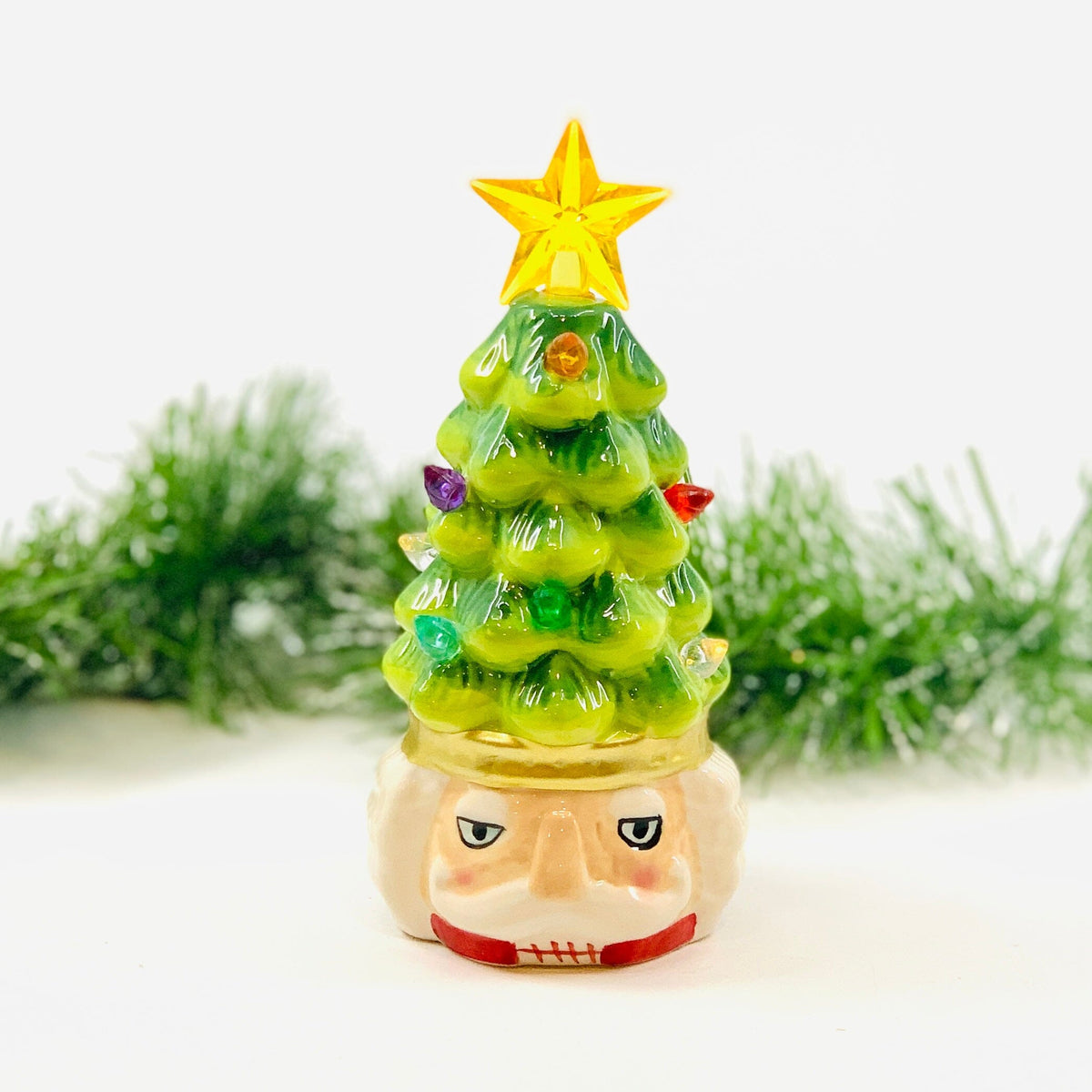 Ceramic Light-Up Holiday Santa Tree GANZ 