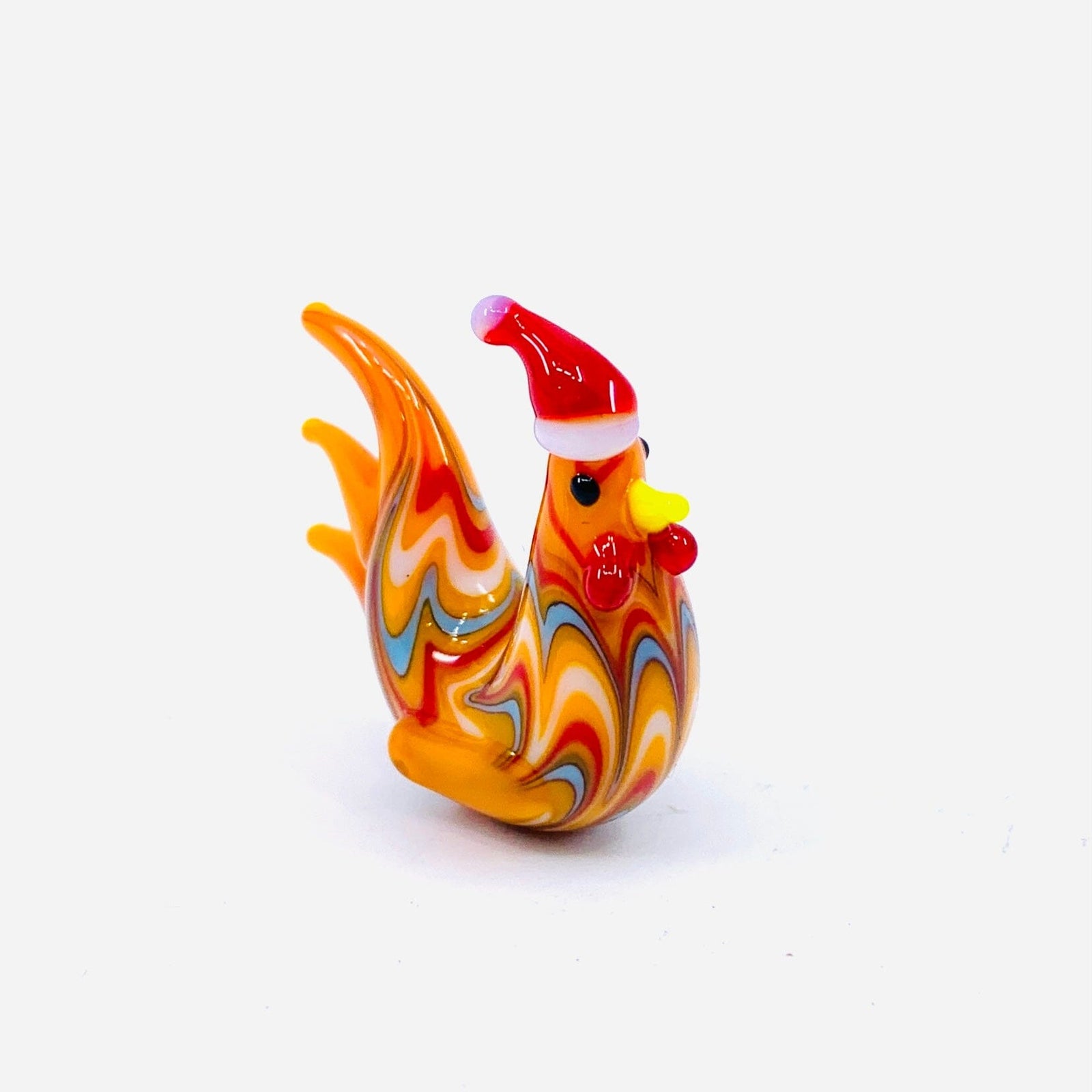 Tiny Glass Santa Rooster Miniature GANZ 