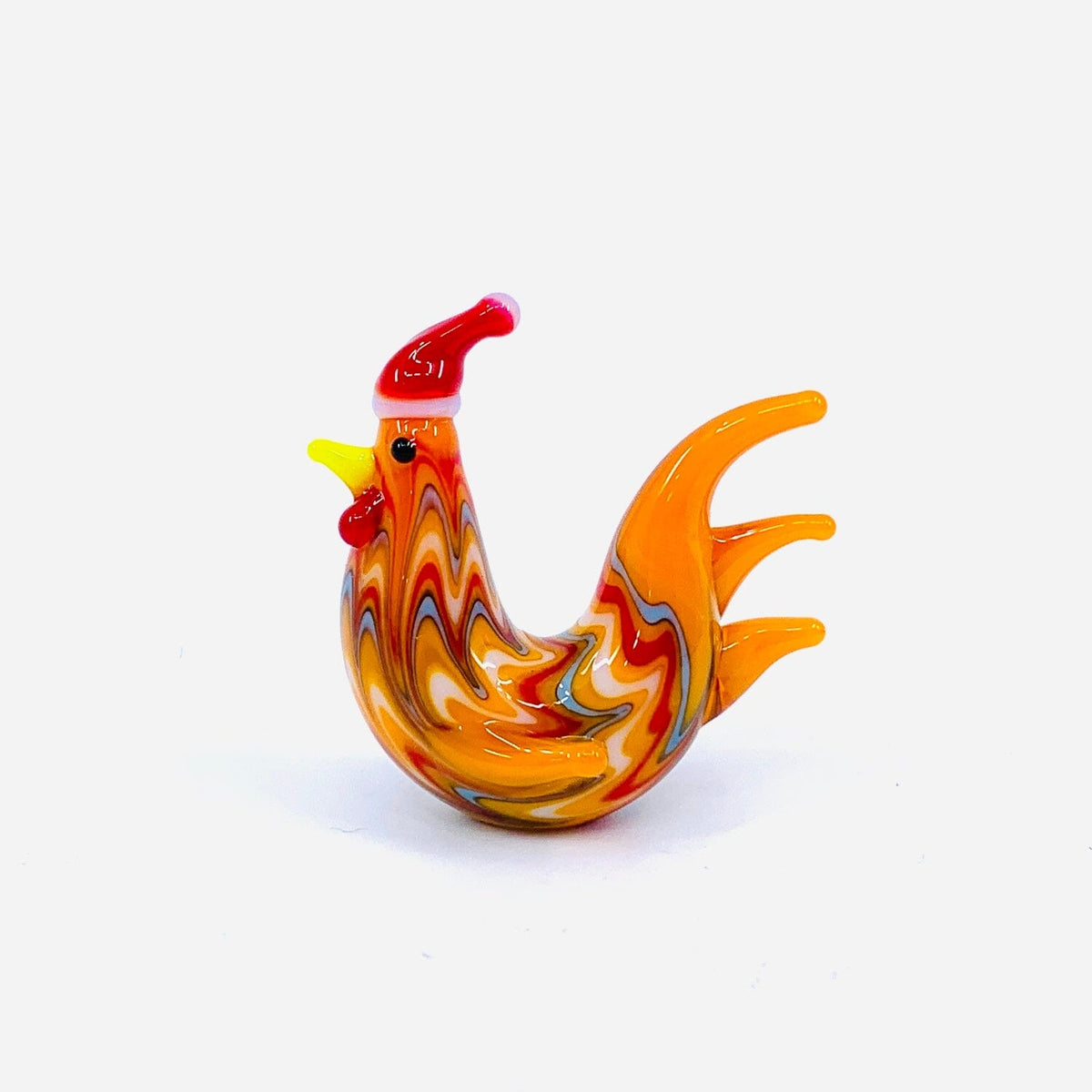Tiny Glass Santa Rooster Miniature GANZ 