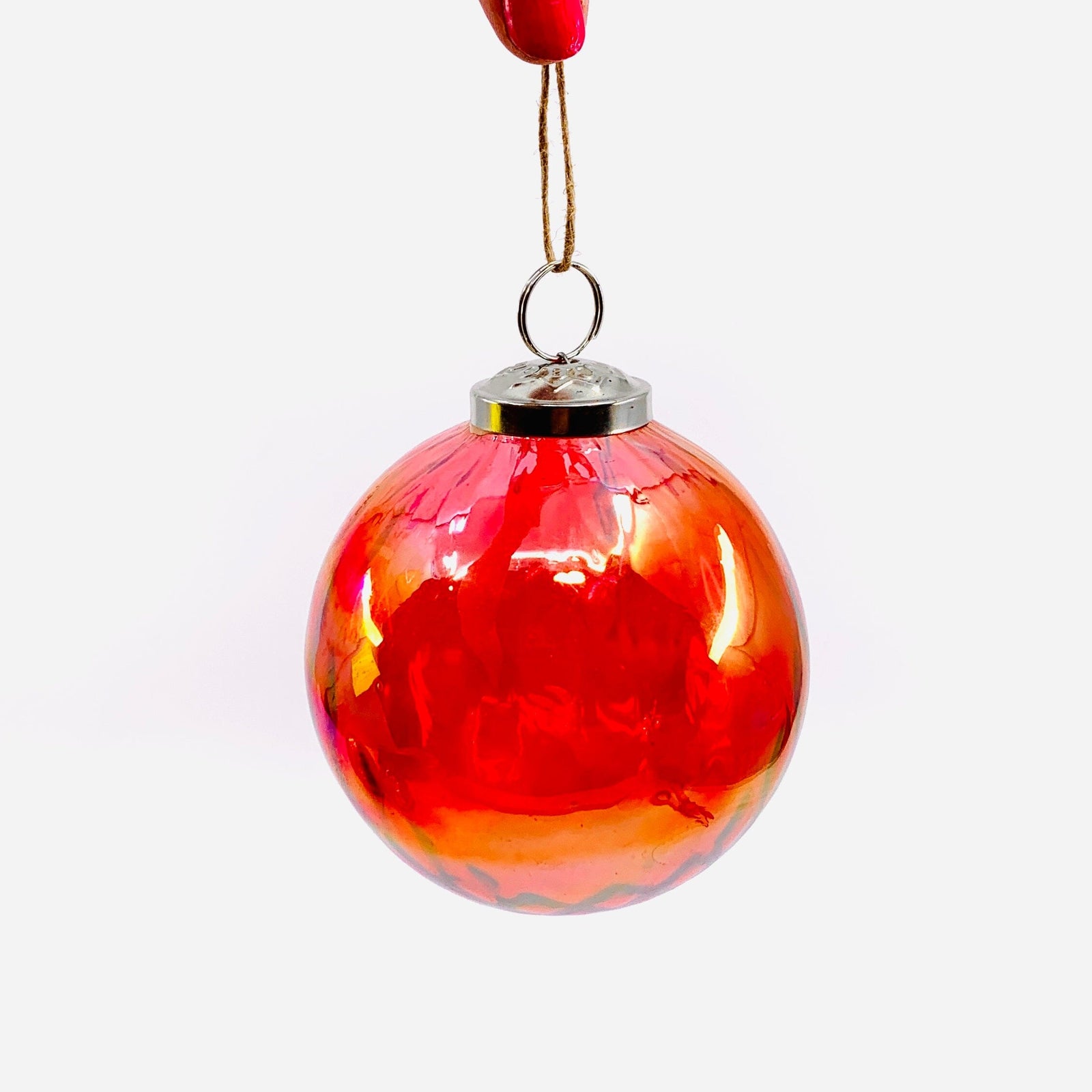Optic Glass Sphere Ornament 28, Red India House Brass 