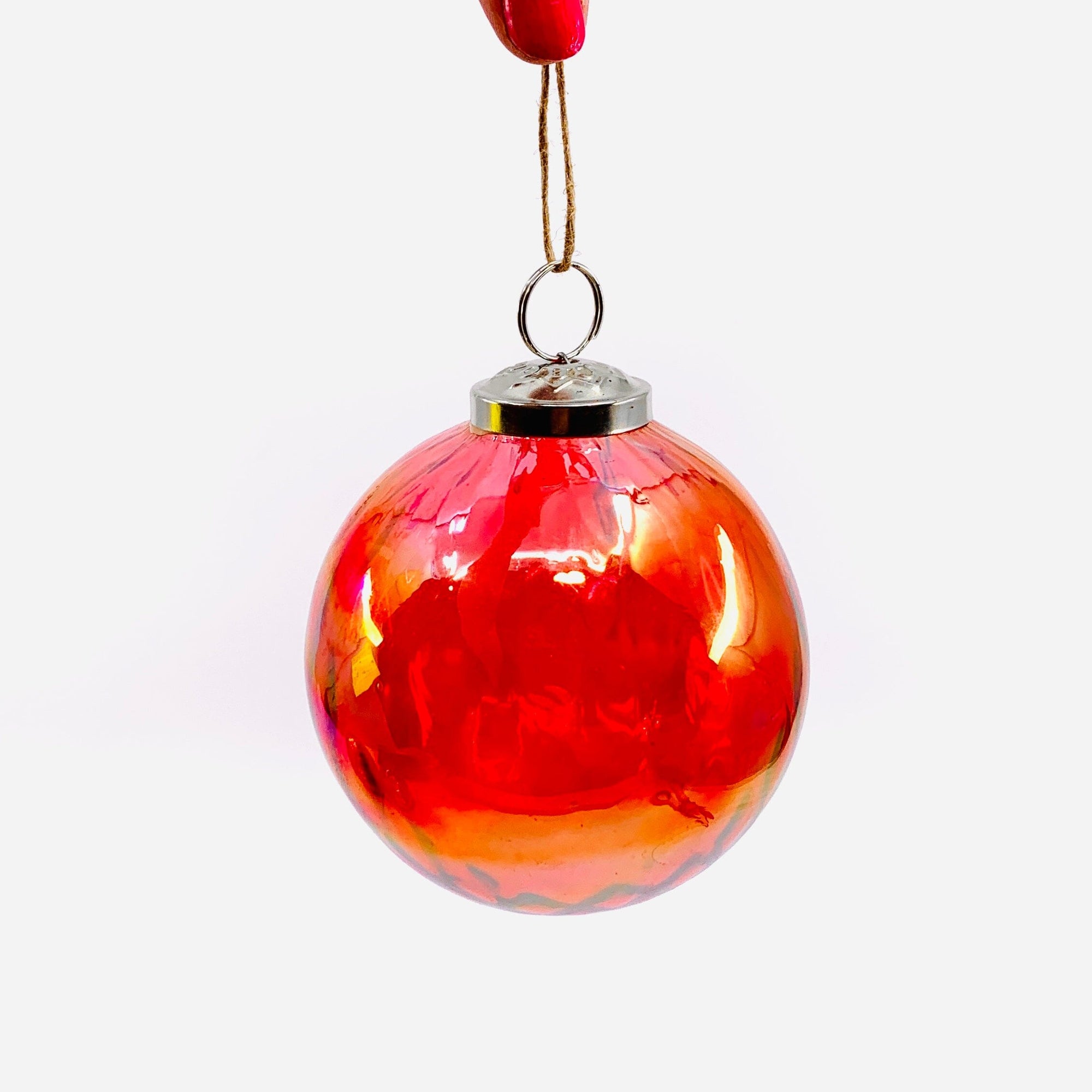 Optic Glass Sphere Ornament 28, Red India House Brass 